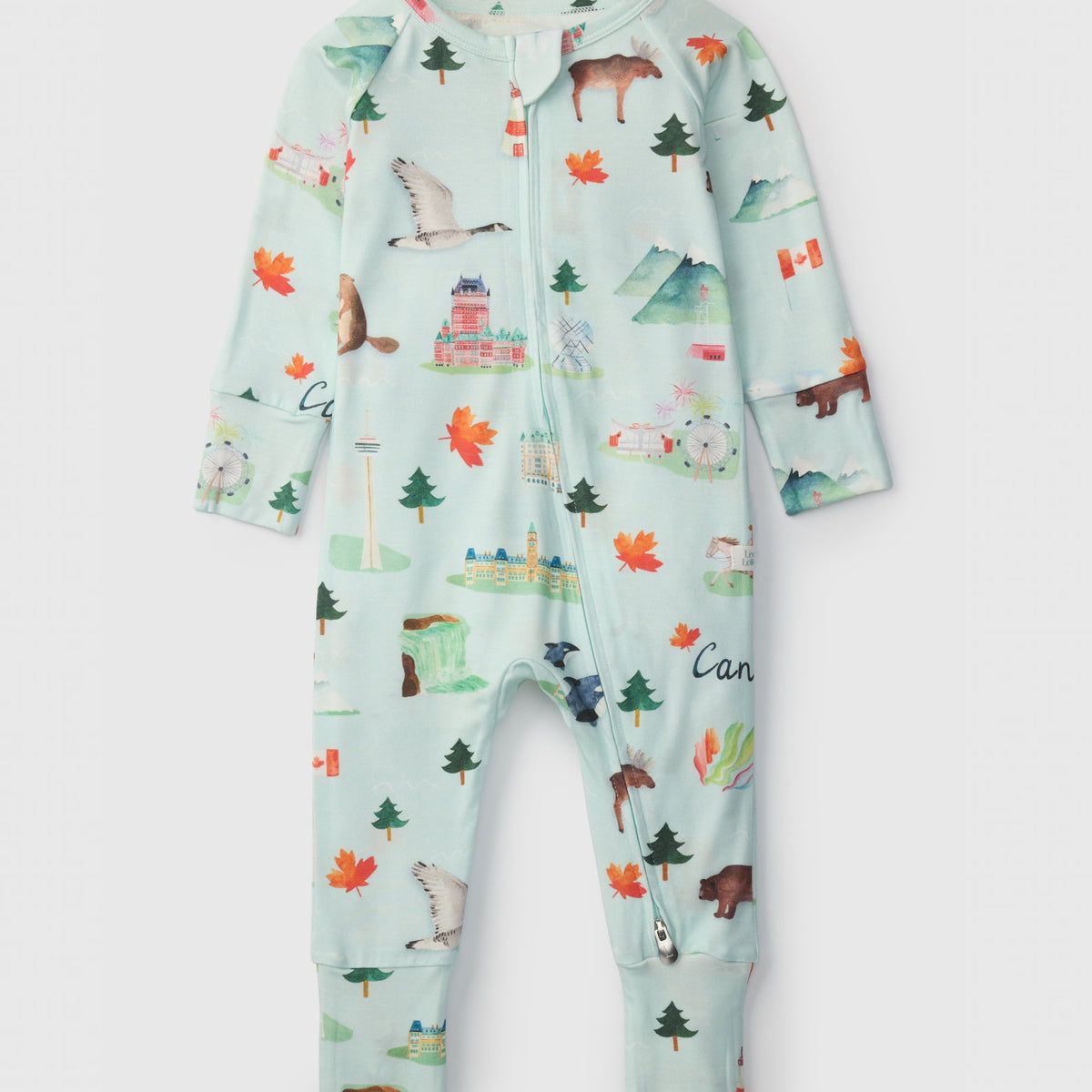 Loulou Lollipop TENCEL baby sleeper footie pajamas in Canada — front view on white background
