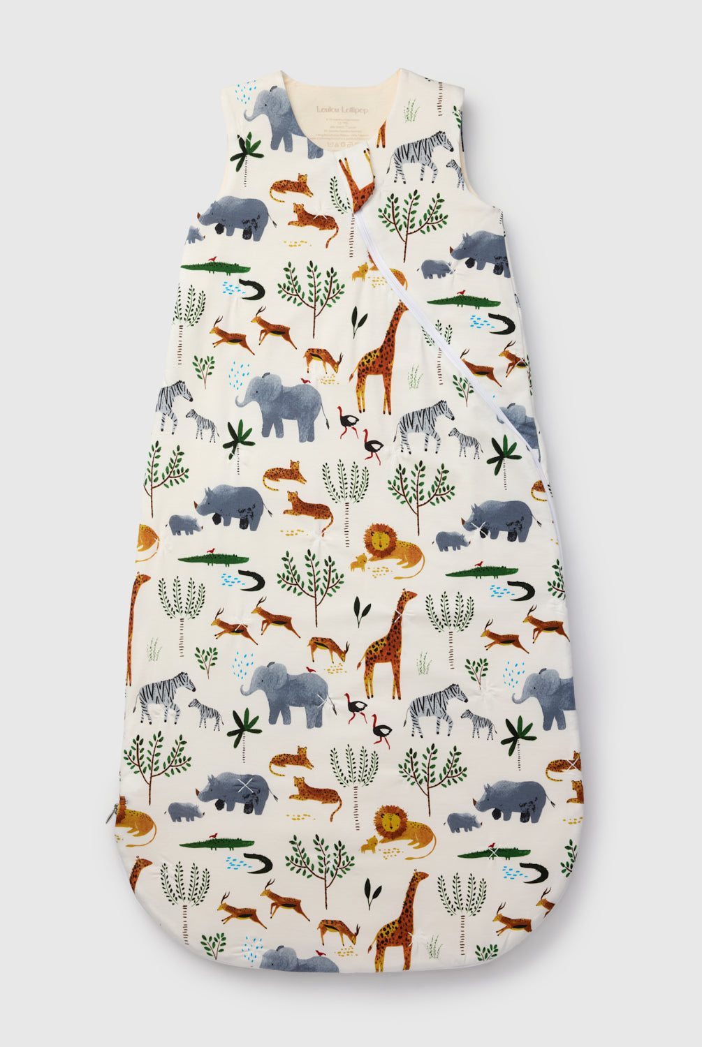 Loulou Lollipop TENCEL 1.0 TOG baby sleep bag in Safari Jungle — front view on white background