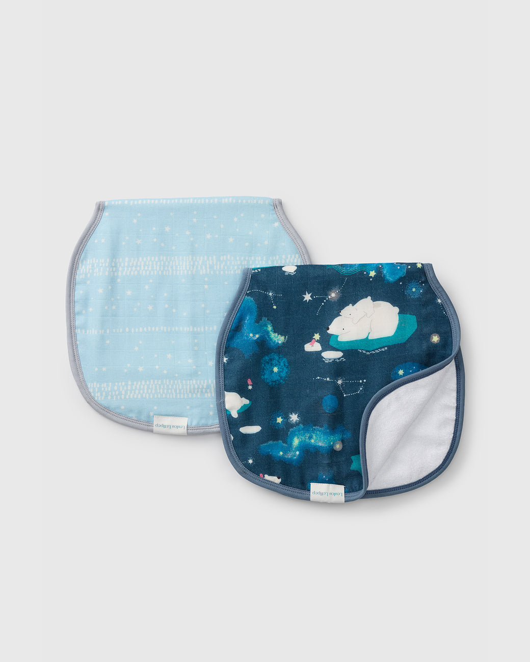 Loulou Lollipop Burp Cloth Set in Stargazing Bears — front view on white background