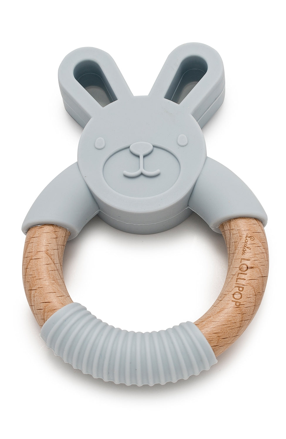 Anneau de dentition Bunny-Silicone-et-bois-Gris-clair-1