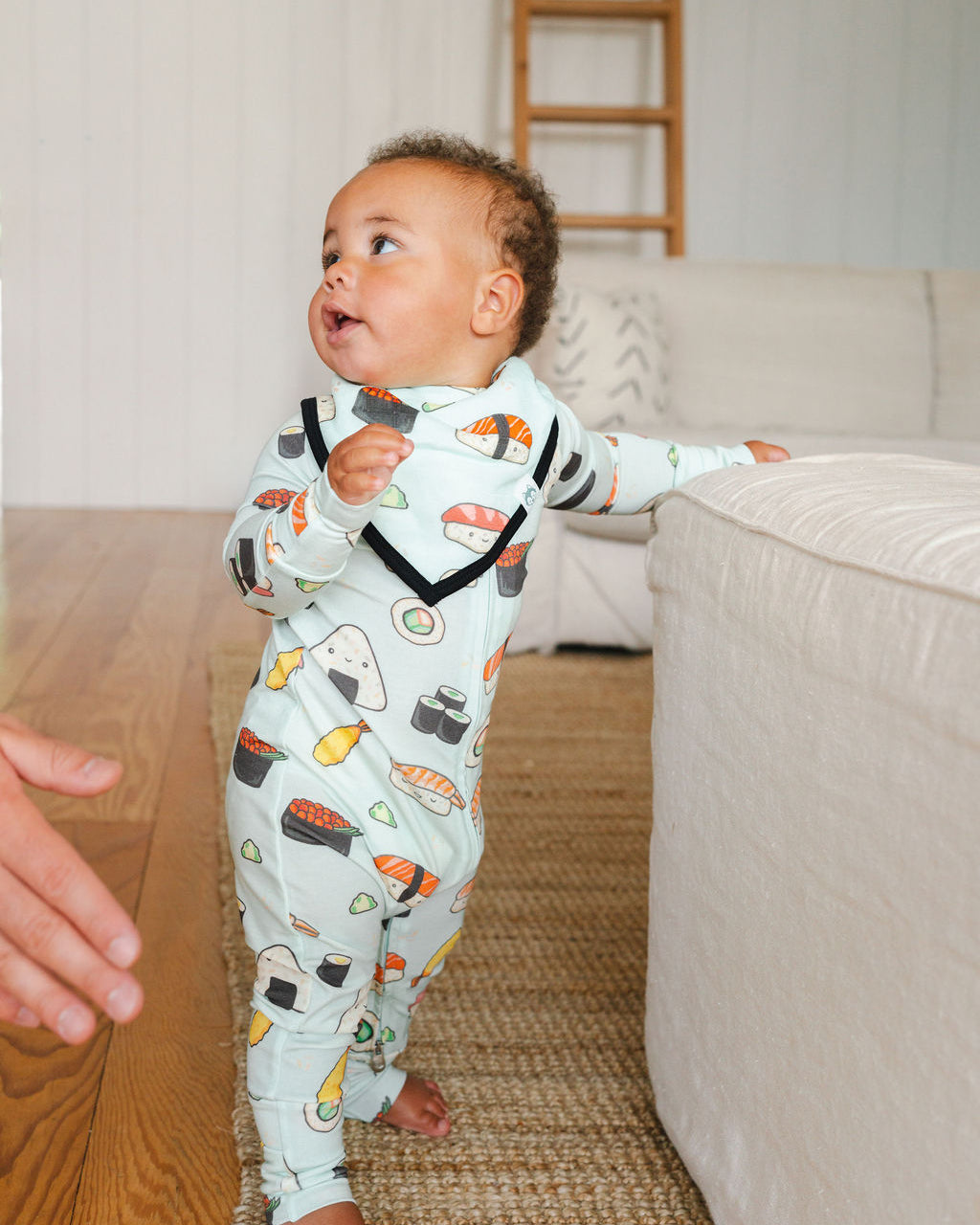 Baby Sleeper in TENCEL Lyocell - Sushi + Bandana Drool Bib