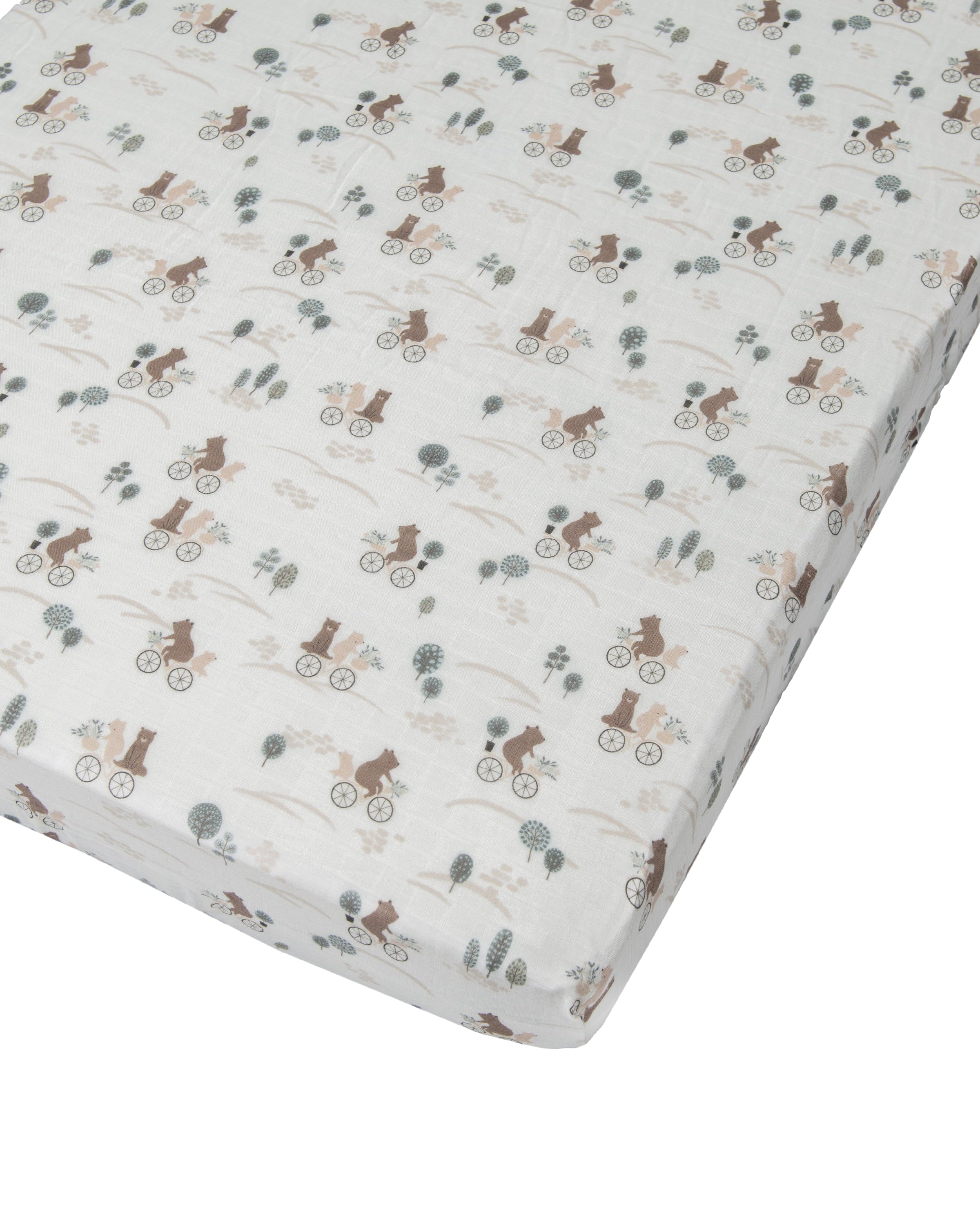 Drap de berceau en mousseline - Ours à vélo-1