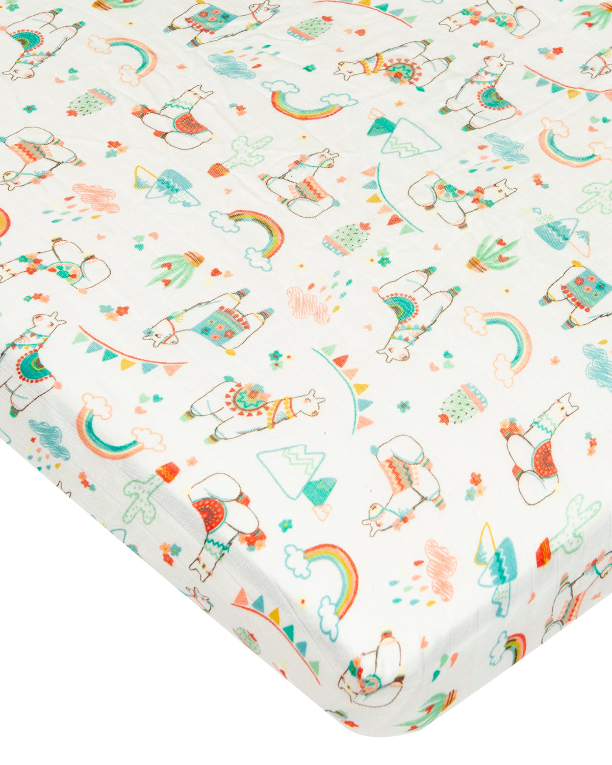 Muslin-Fitted-Crib-Sheet-Llama-1