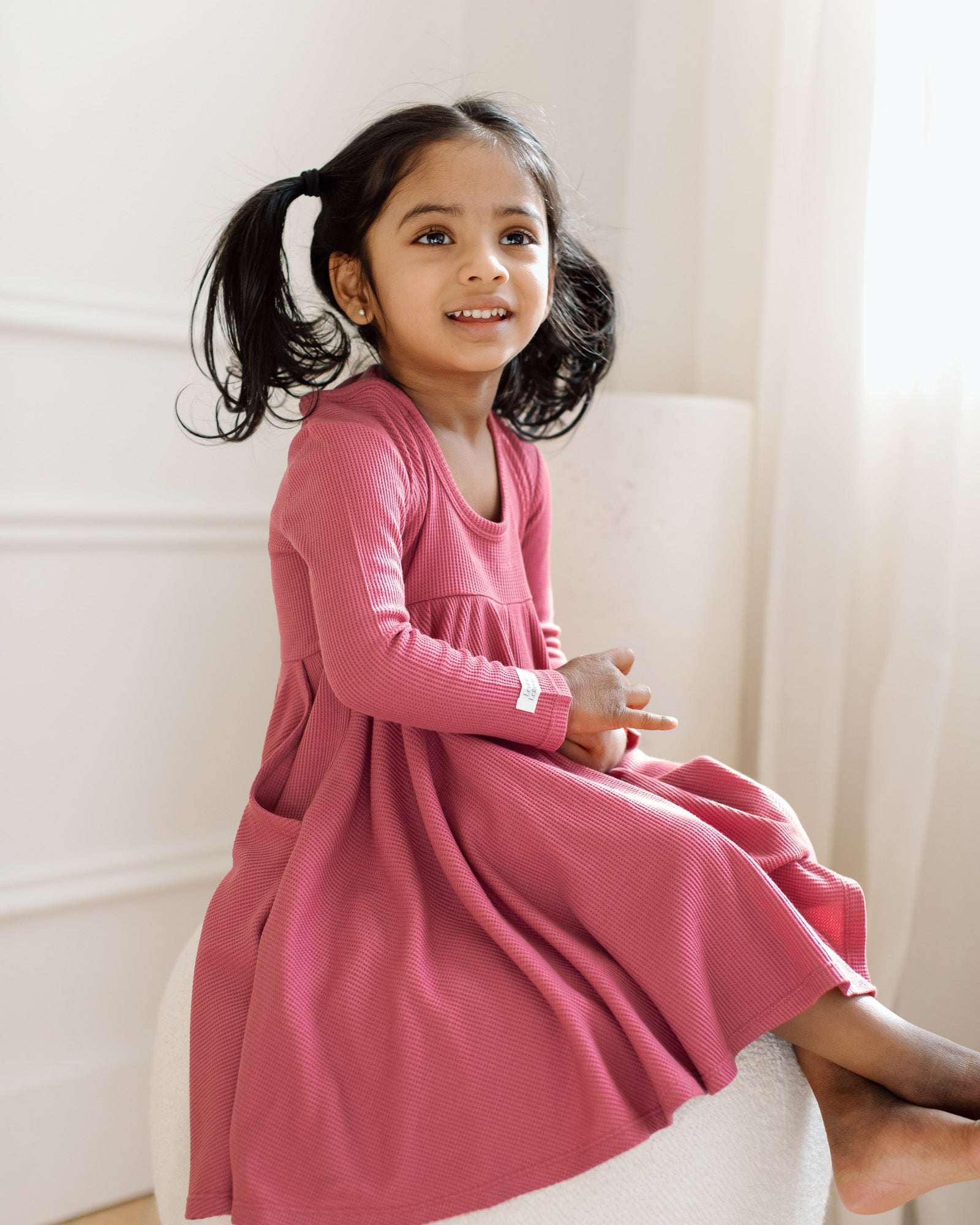 Robe chandail à manches longues gaufrées-Mauvewood-1