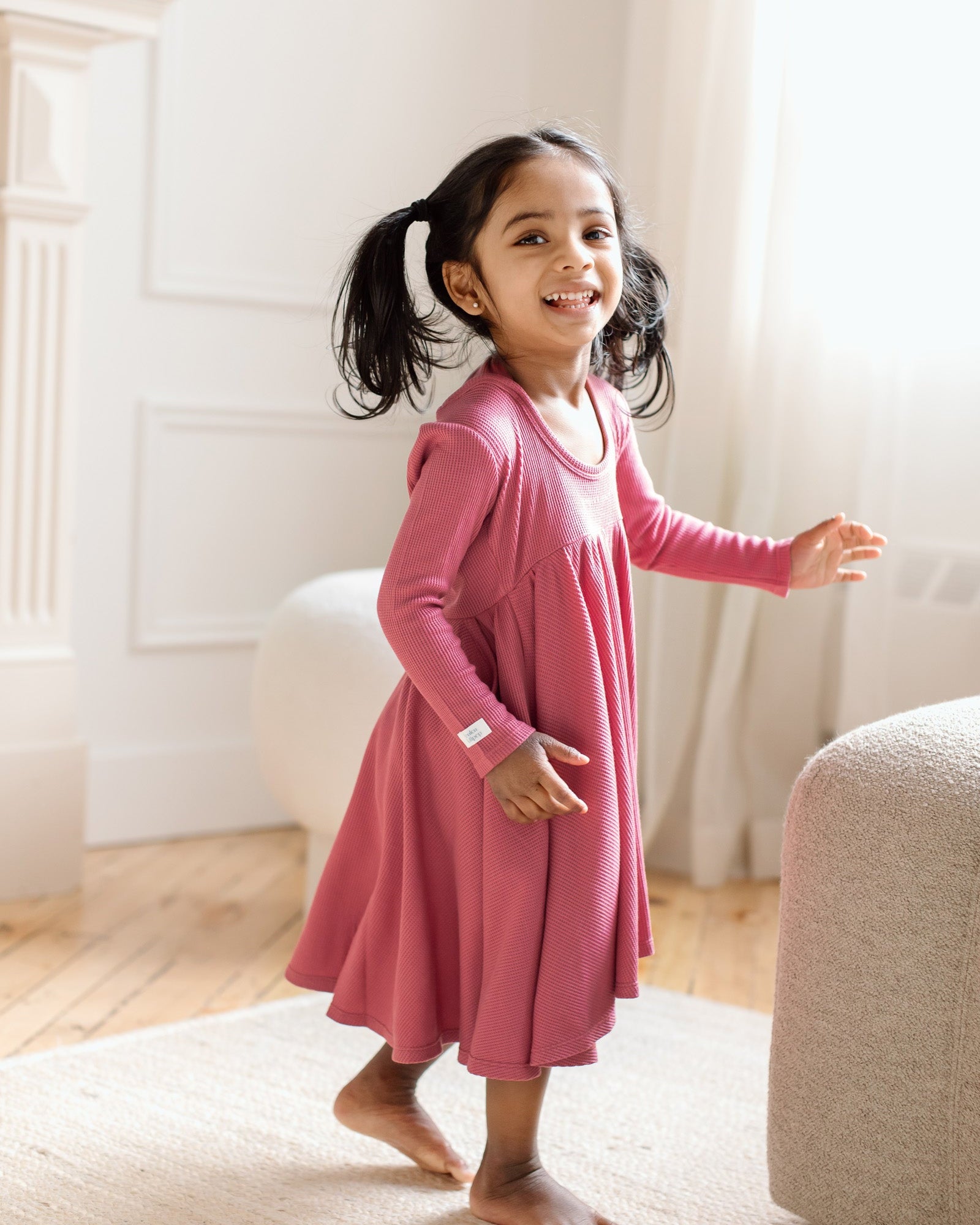 Robe chandail à manches longues gaufrées-Mauvewood-2