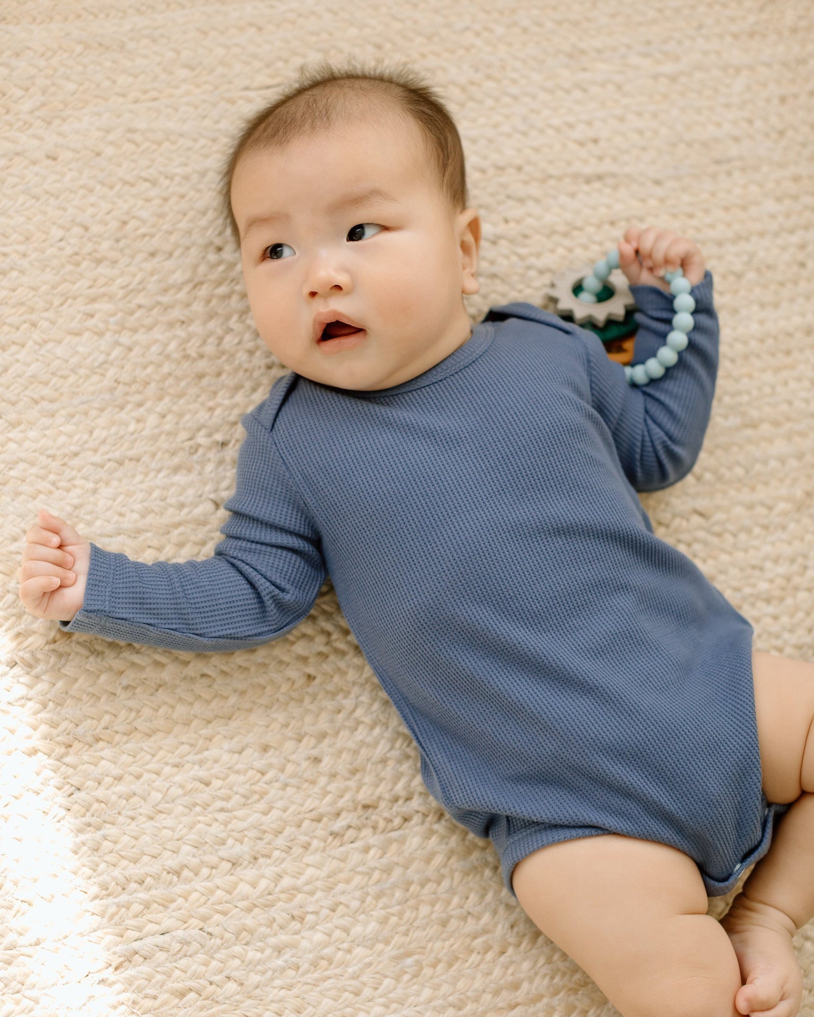 Gaufre-Combinaison à manches longues-Denim-Bleu-1