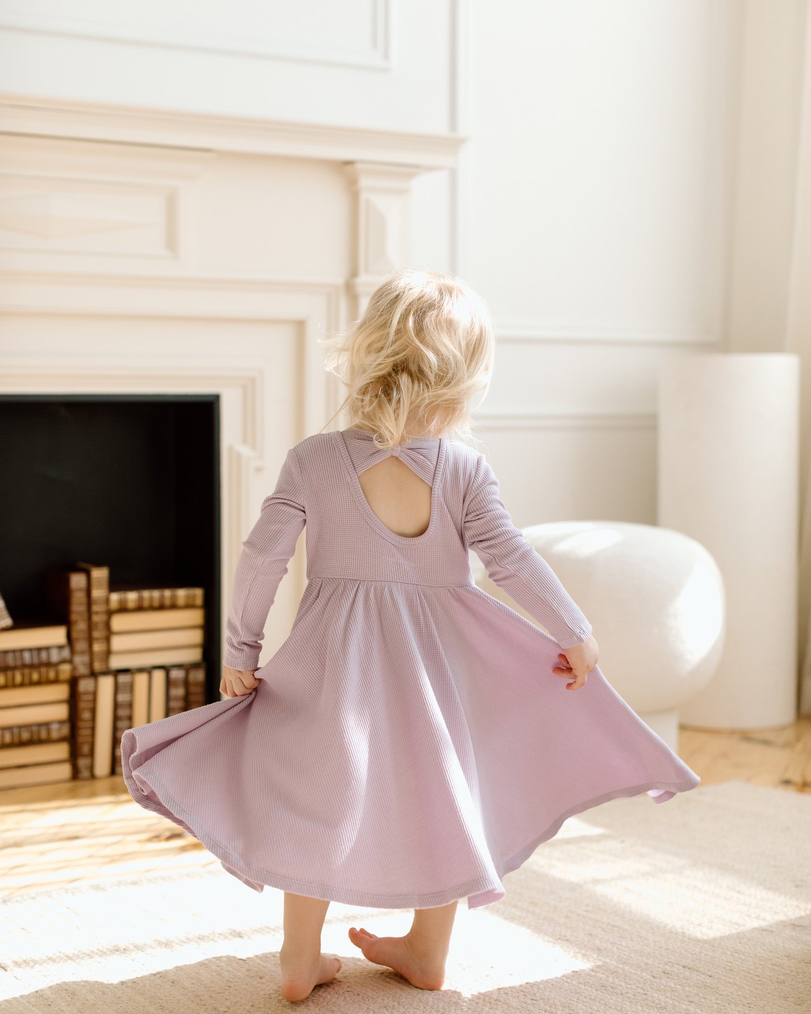 Robe gaufrée à manches longues pour patineur-Lavande-1