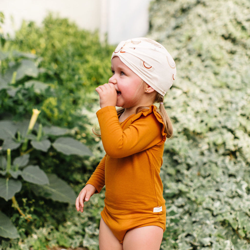Long Sleeve Ruffle Bodysuit - Ginger Honey