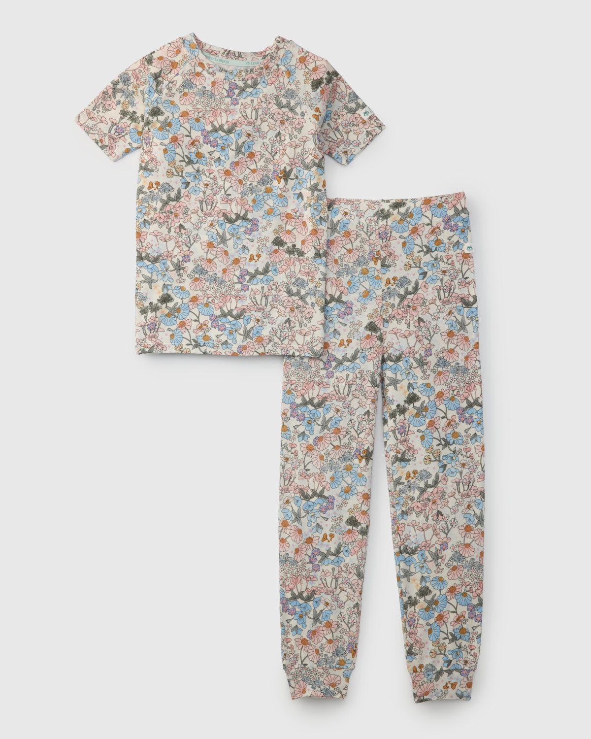 Floral pajama set on a white background