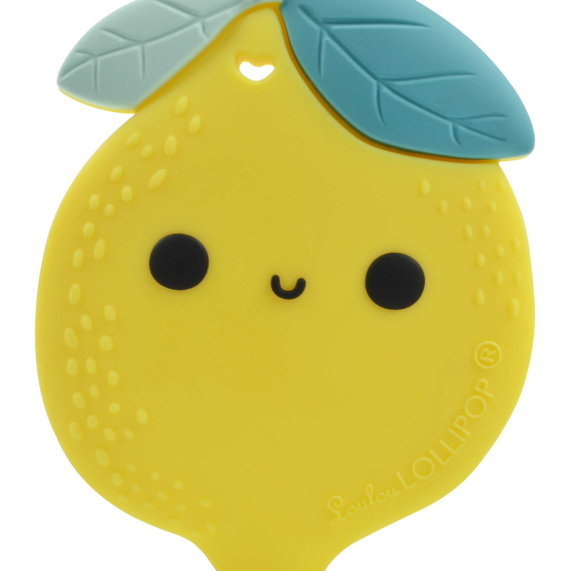 Loulou Lollipop FDA-compliant food-grade silicone teether Lemon — front view on white background