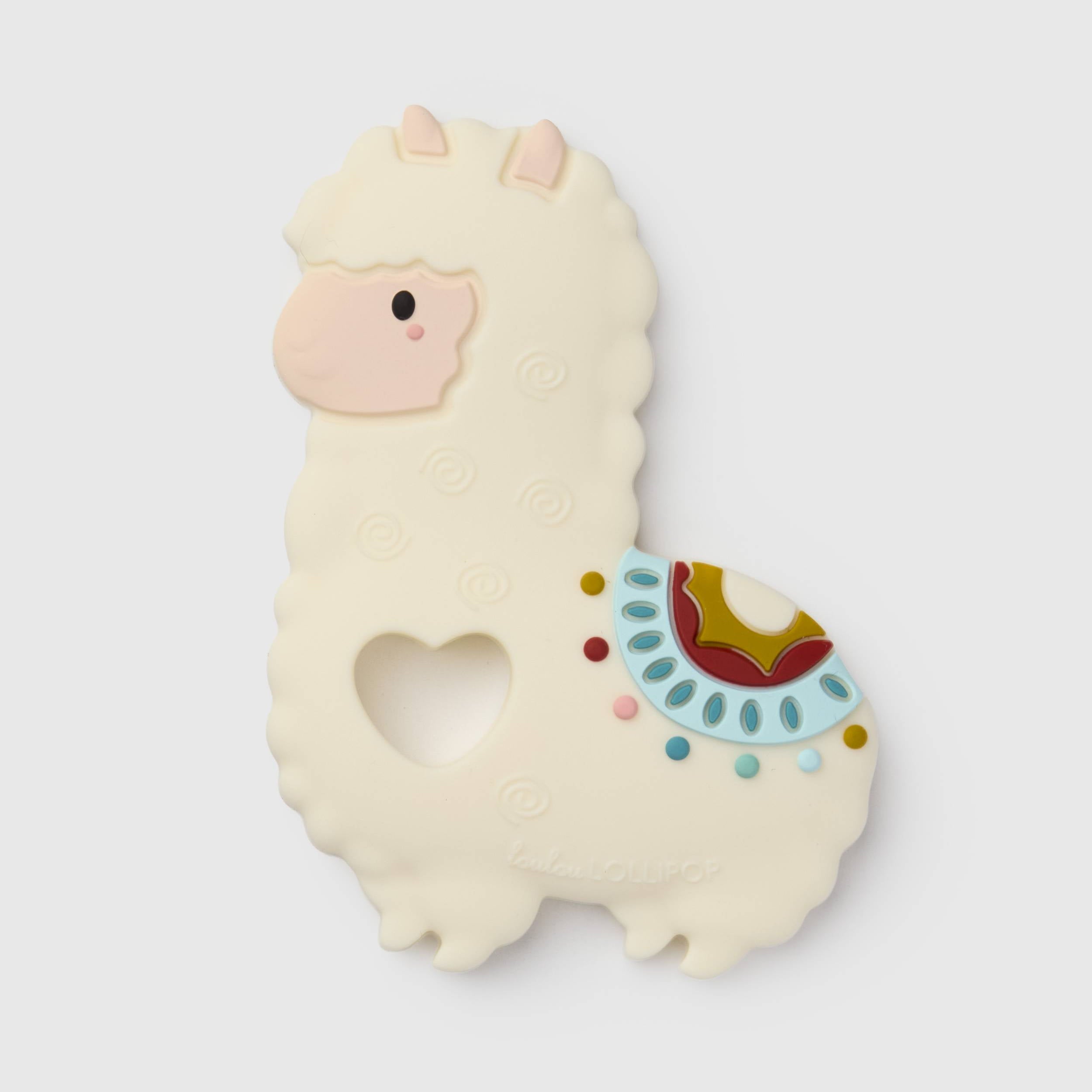 Loulou Lollipop FDA-compliant food-grade silicone teether Llama — front view on white background