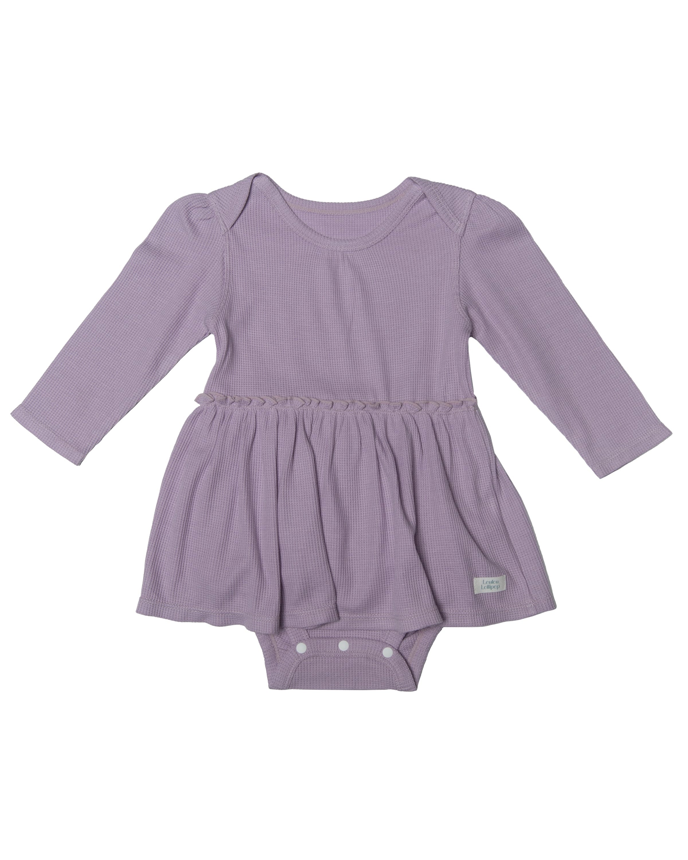 Waffle-Long-Sleeve-Bodysuit-Dress-Lavender-5