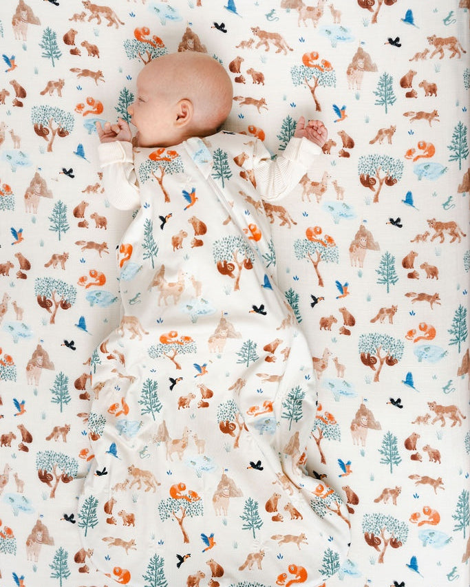 Muslin Fitted Crib Sheet - Llama Adventures