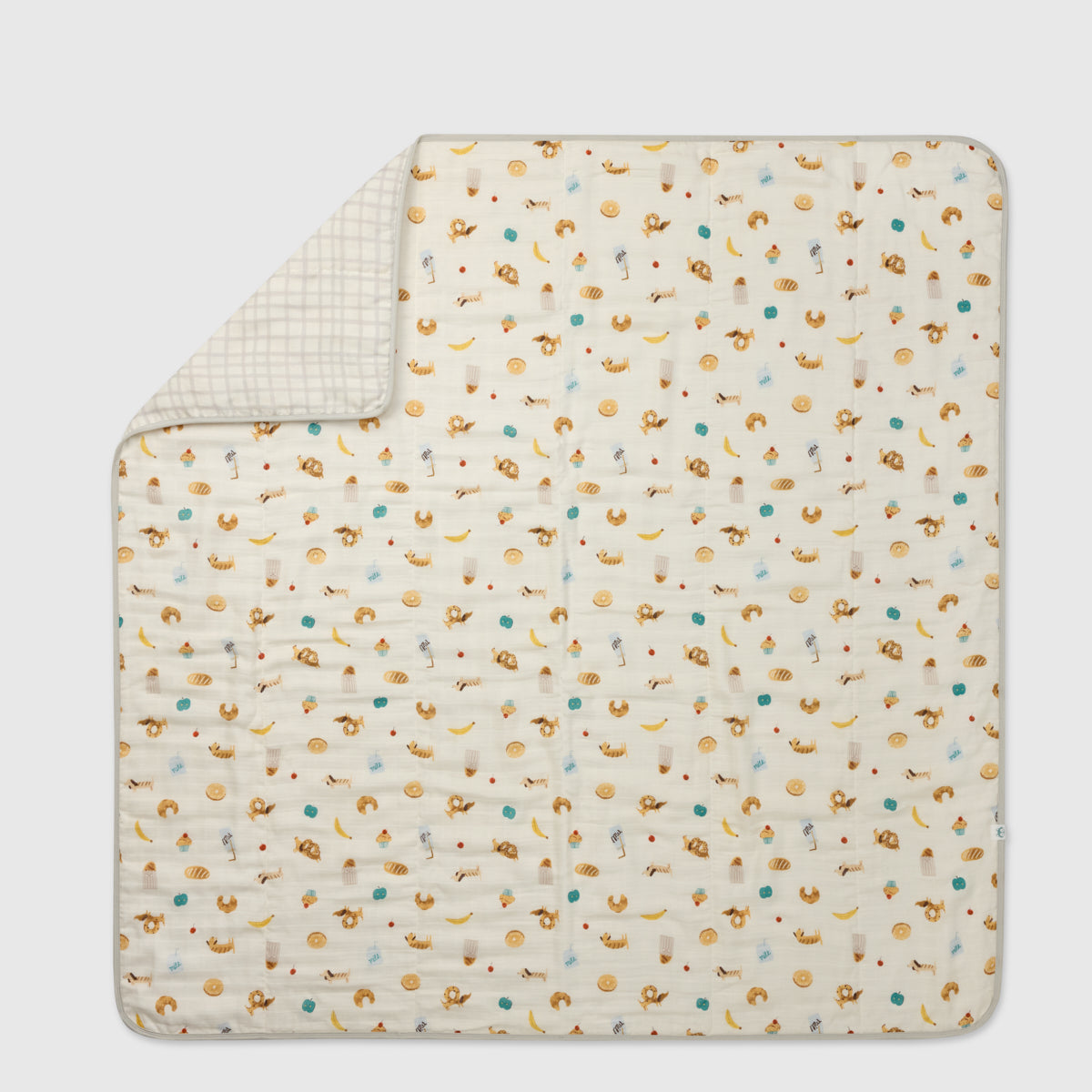 Patterned baby blanket with a white background