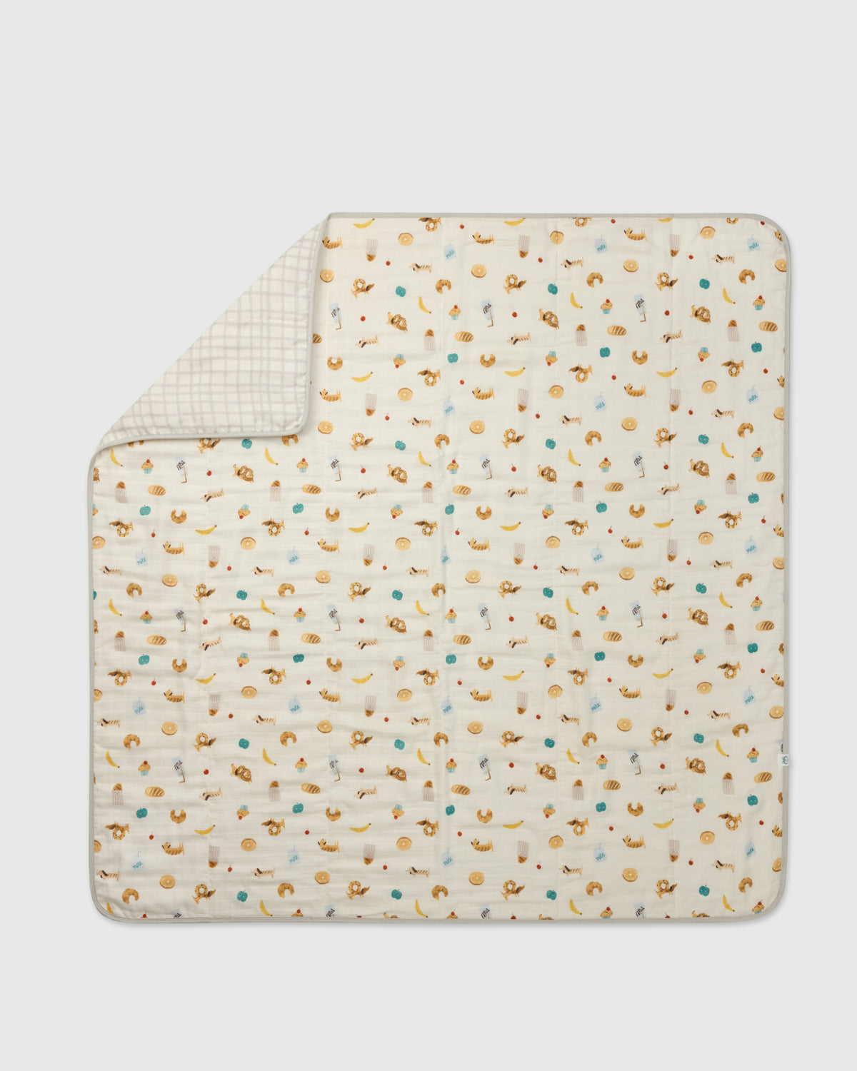 Patterned baby blanket with a white background