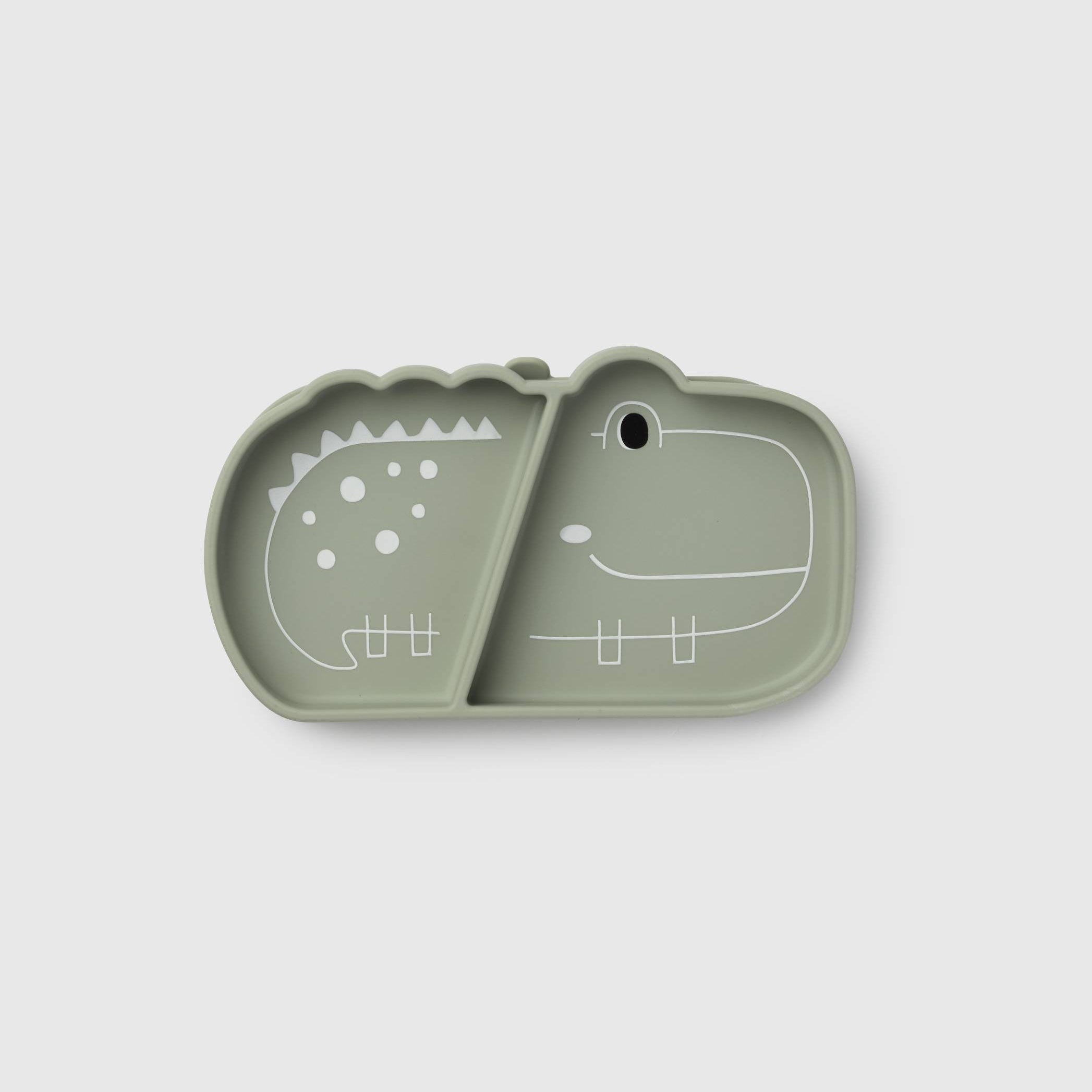 Loulou Lollipop Snack Plate in Aly Alligator — front view on white background