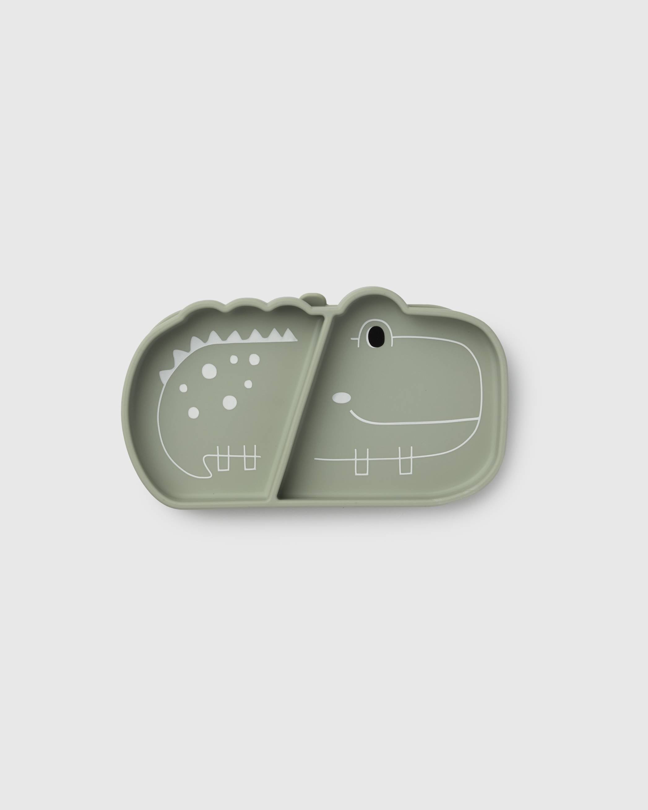 Loulou Lollipop Snack Plate in Aly Alligator — front view on white background