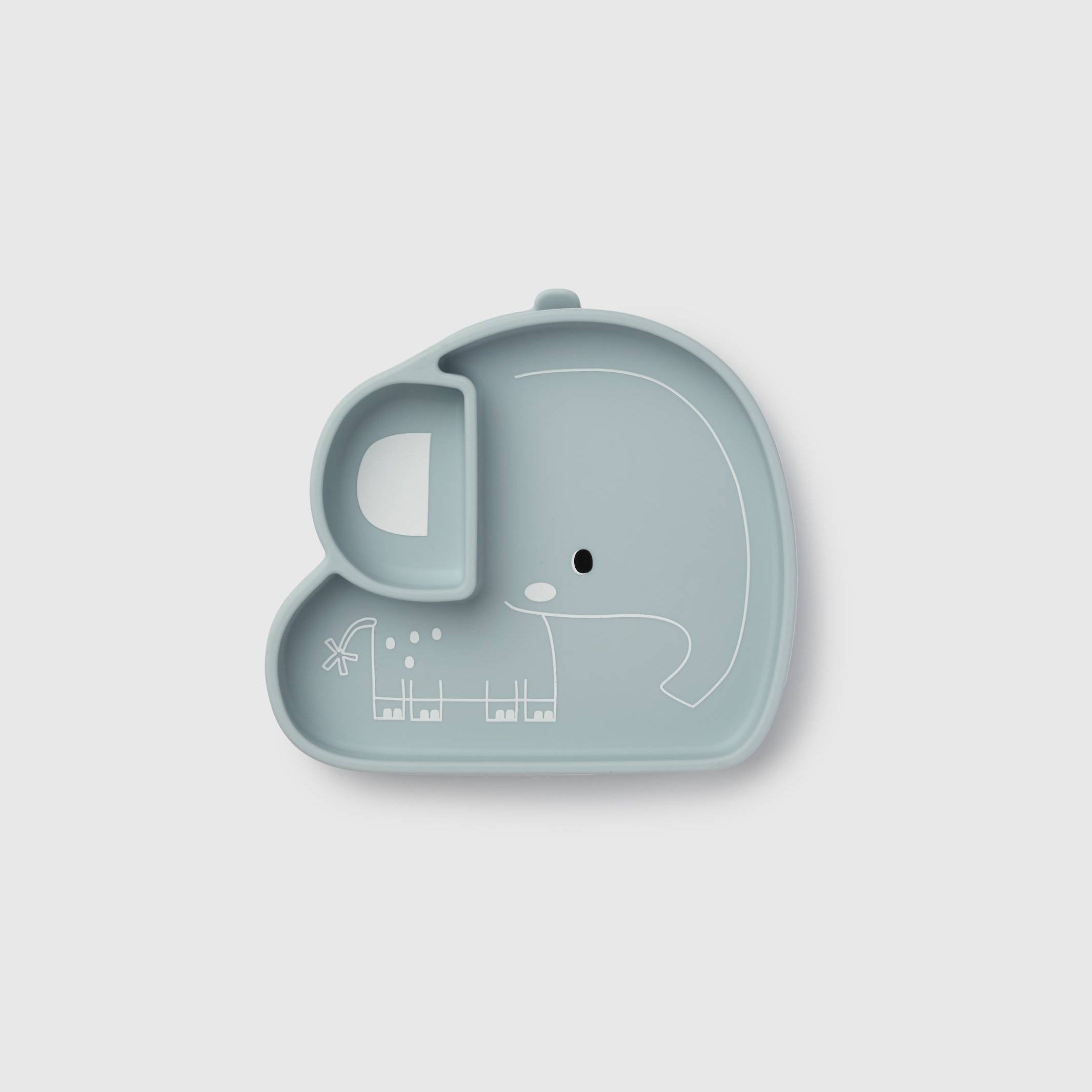 Loulou Lollipop Snack Plate in Eddie Elephant — front view on white background