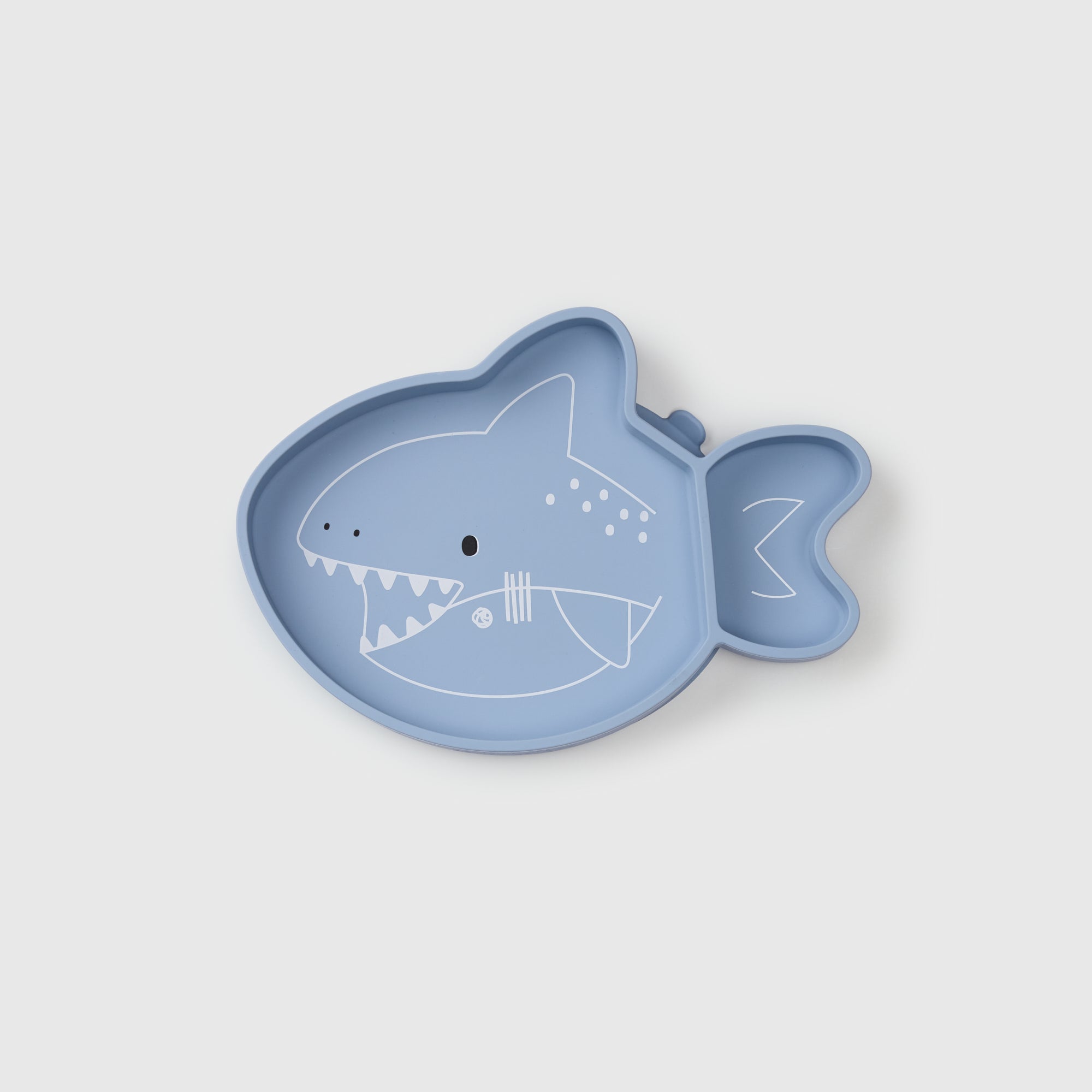 Loulou Lollipop Snack Plate in Sarah Shark — front view on white background