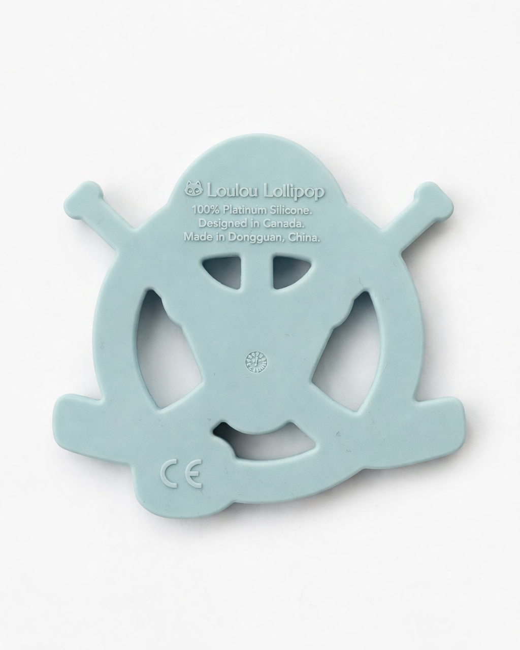 Light blue steering wheel-shaped object on a white background