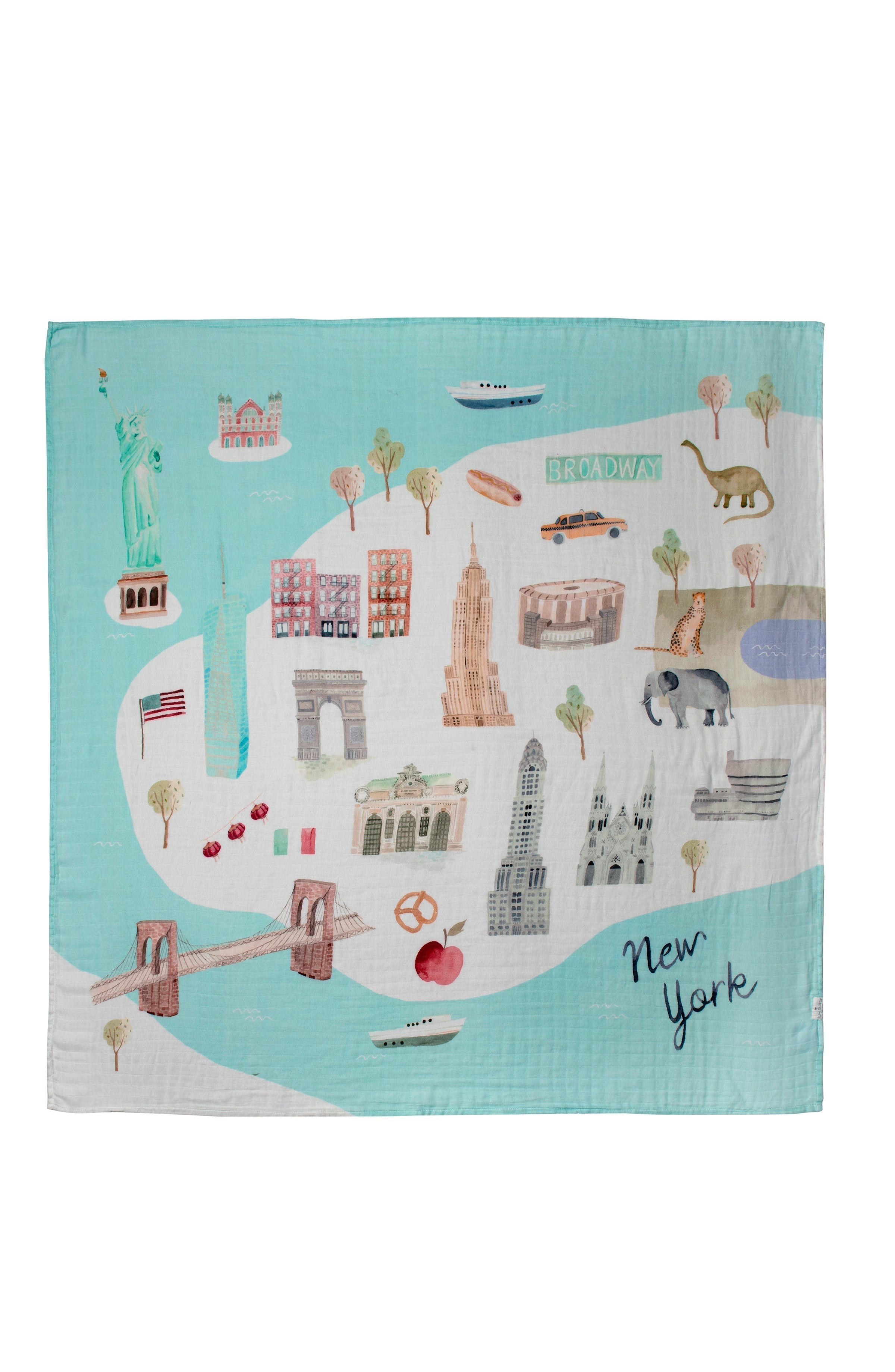 Loulou Lollipop bamboo cotton muslin swaddle blanket in New York City — front view on white background