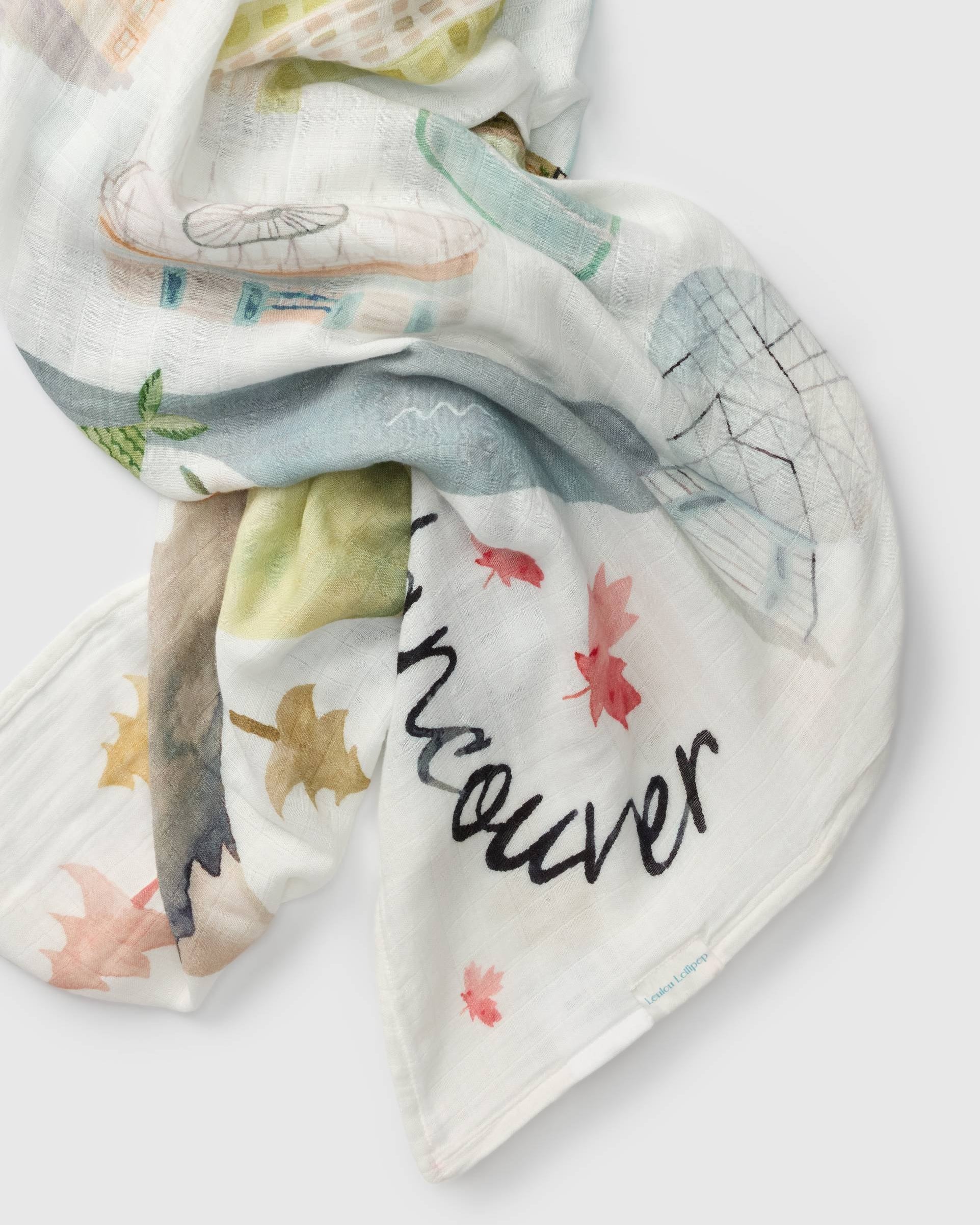 Loulou Lollipop bamboo cotton muslin swaddle blanket in Vancouver — front view on white background