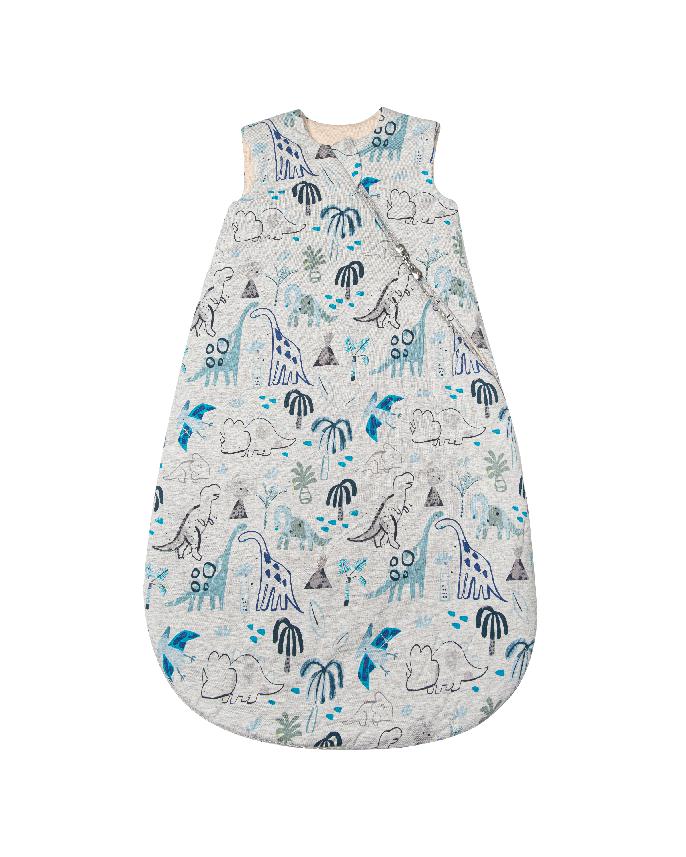 Loulou Lollipop TENCEL 2.5 TOG baby sleep bag in Dinosaurs — front view on white background