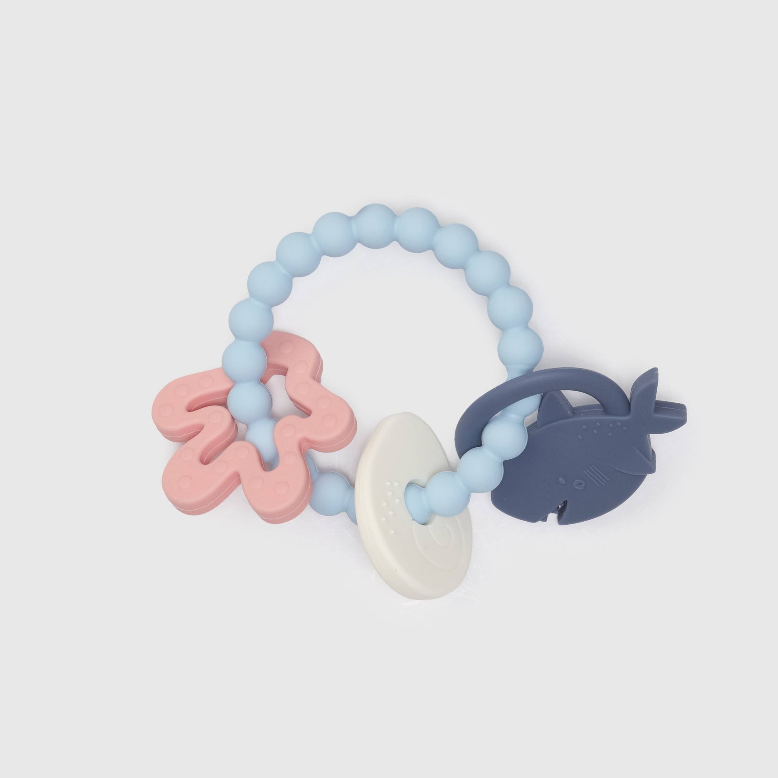 Loulou Lollipop Teething Charms in Sarah Shark — front view on white background