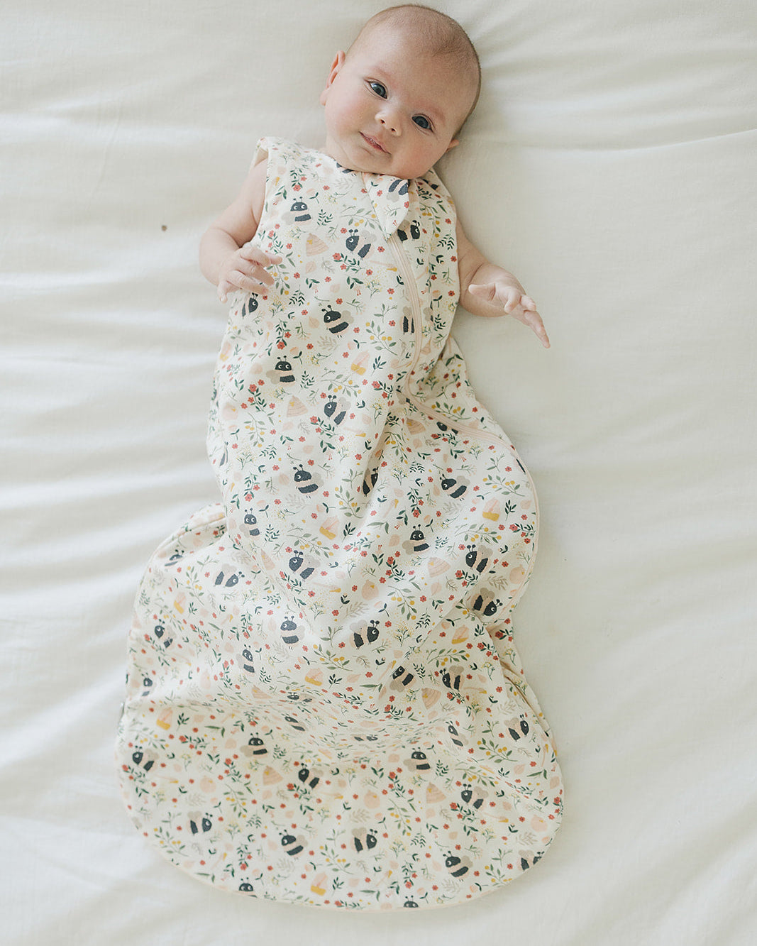 Loulou Lollipop TENCEL 1.0 TOG baby sleep bag in Bumble Bees — front view on white background