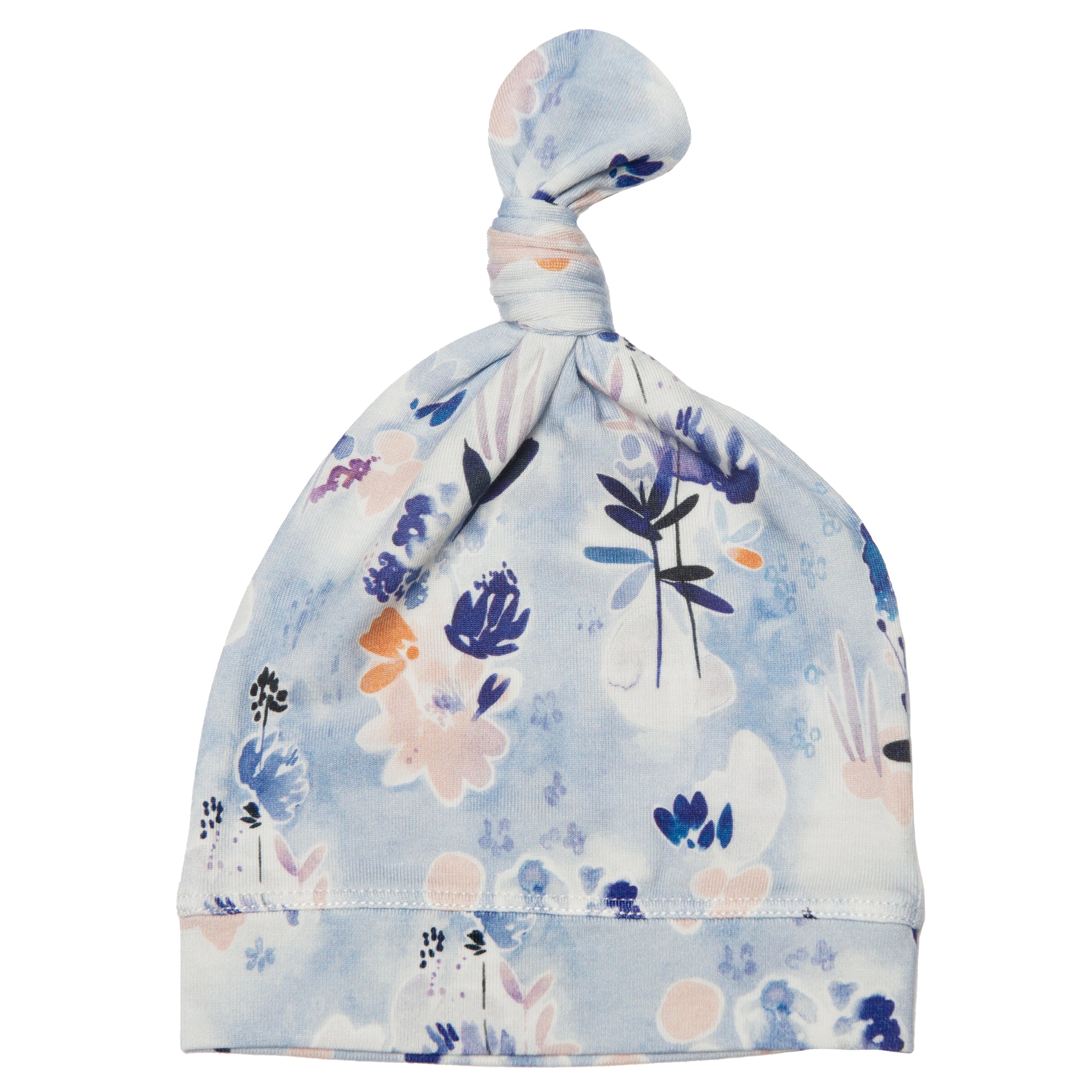 Top Knot Beanie - Ink Floral