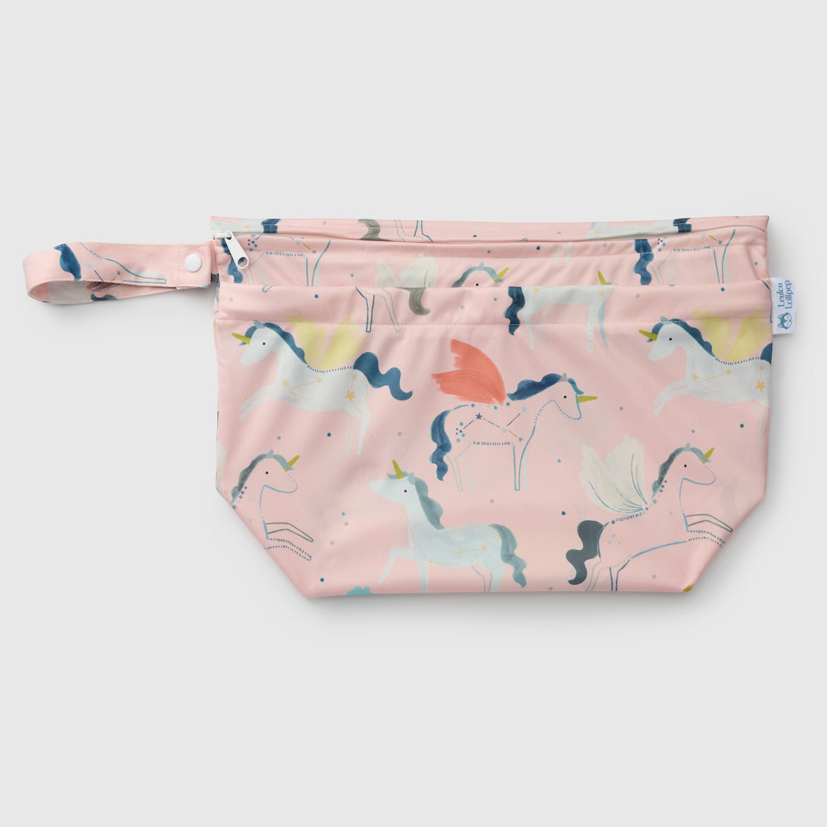 Loulou Lollipop Wet Dry Bag in Unicorn Ballet — front view on white background