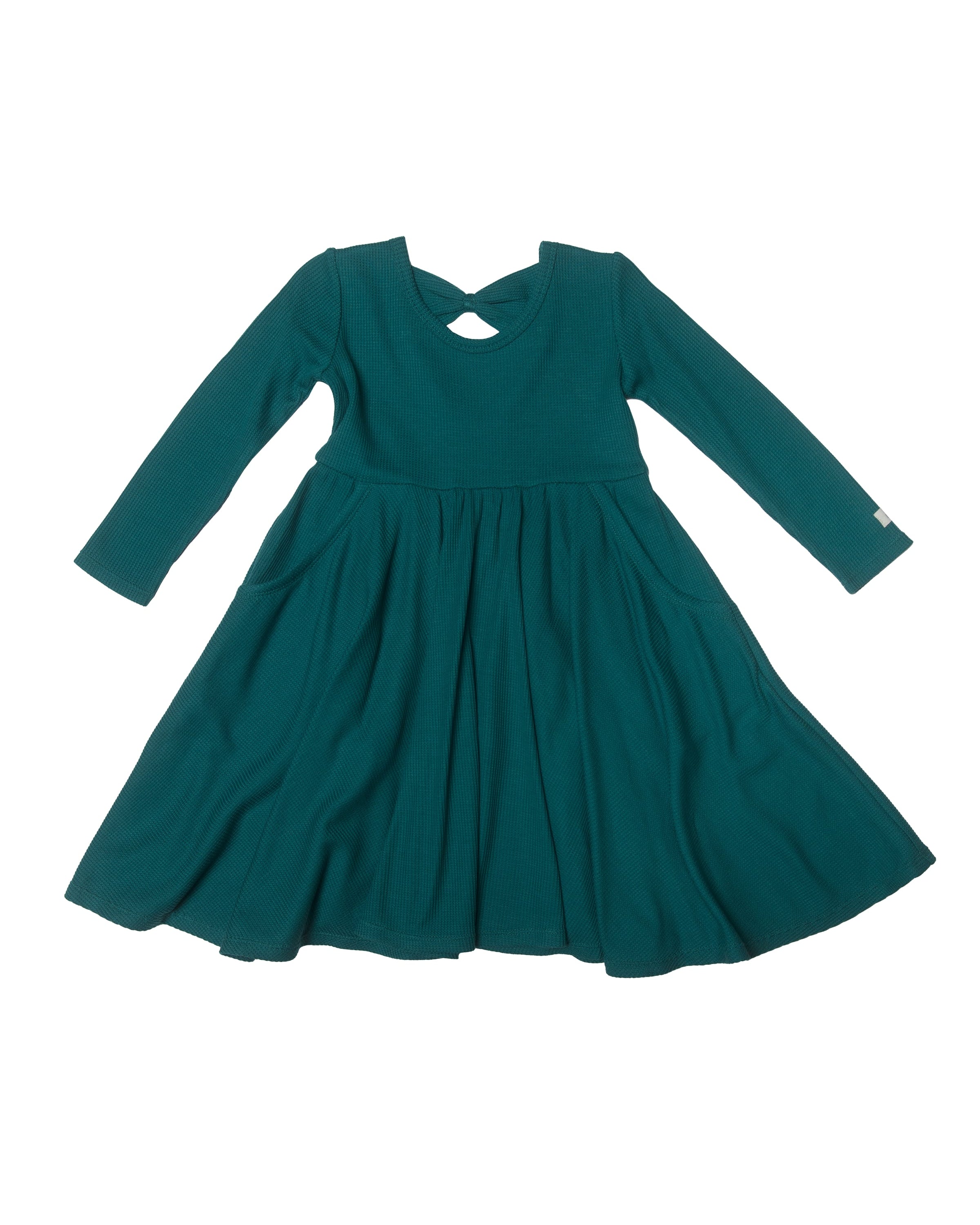 Robe gaufrée à manches longues pour patineur-Peacock-4