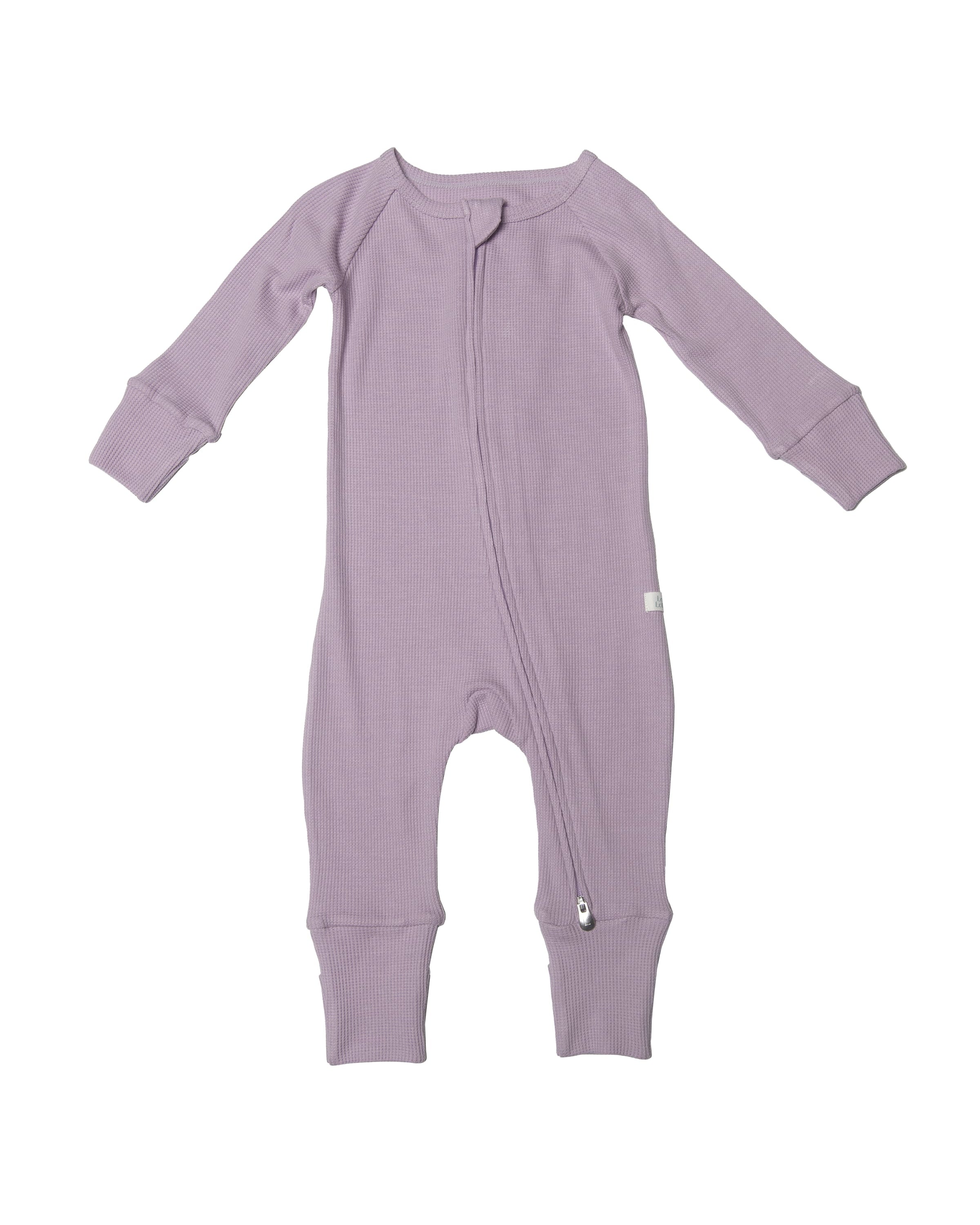 Loulou Lollipop TENCEL baby sleeper footie pajamas in Lavender — front view on white background