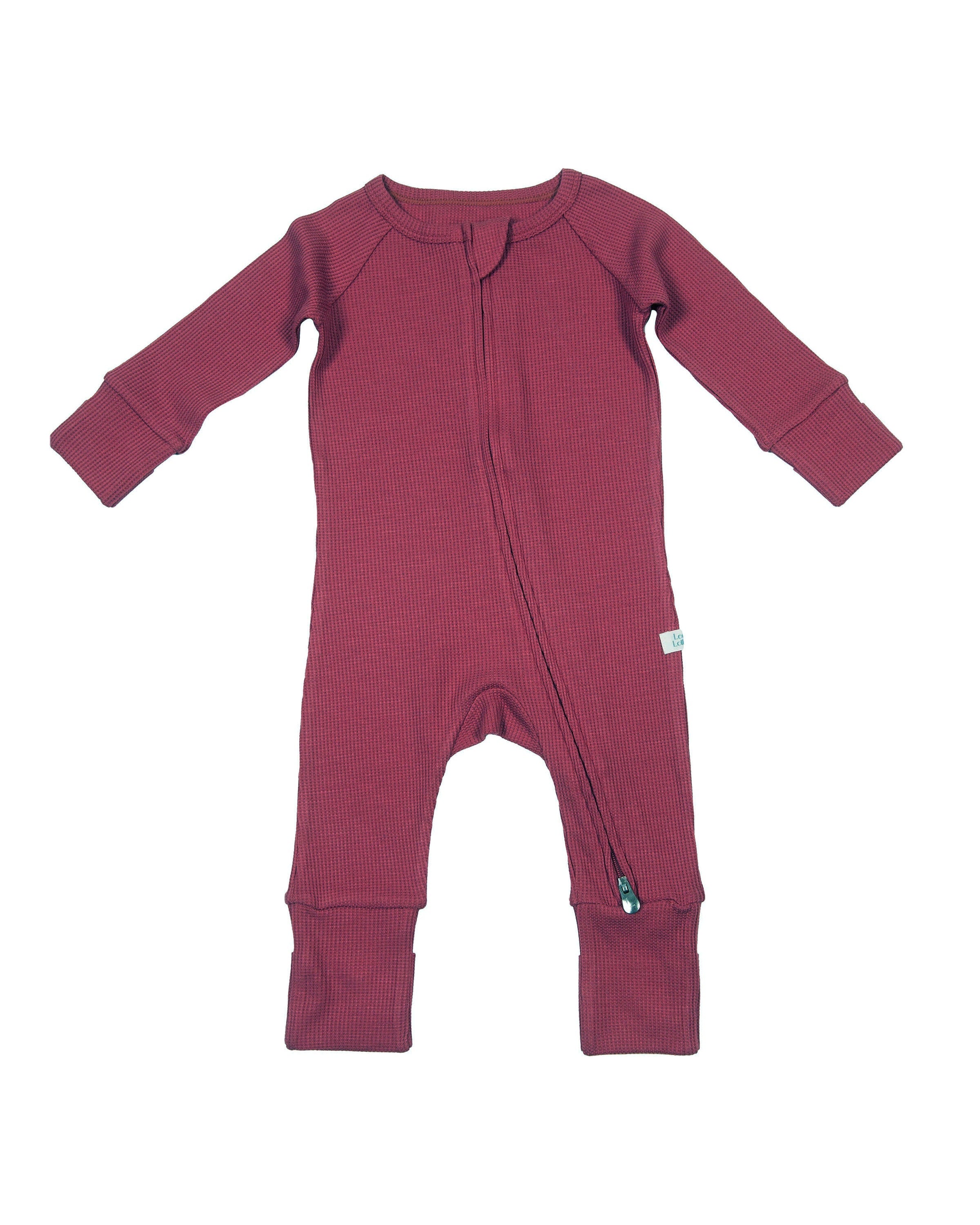 Loulou Lollipop TENCEL baby sleeper footie pajamas in Mauvewood — front view on white background