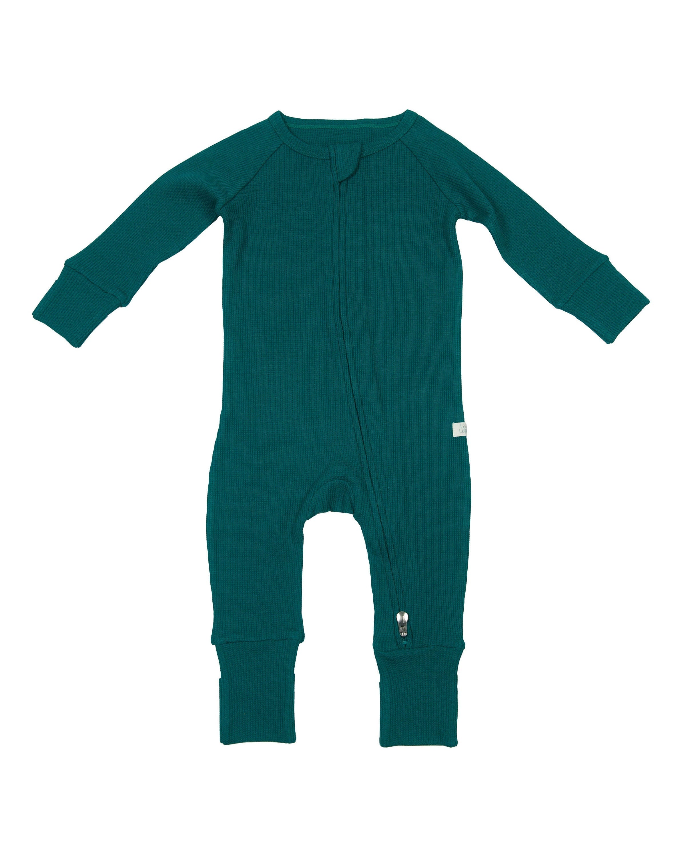Loulou Lollipop TENCEL baby sleeper footie pajamas in Peacock — front view on white background