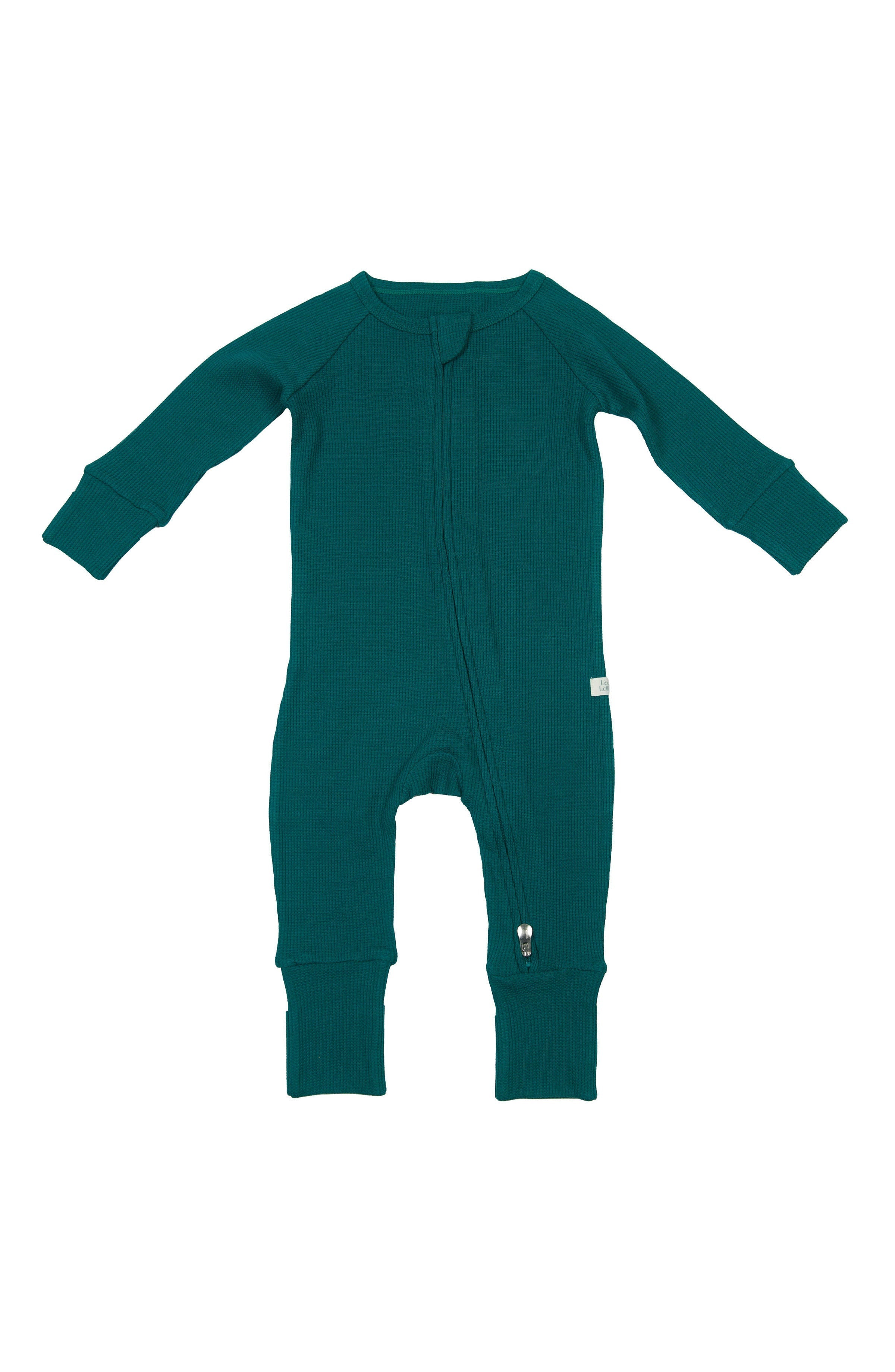 Loulou Lollipop TENCEL baby sleeper footie pajamas in Peacock — front view on white background