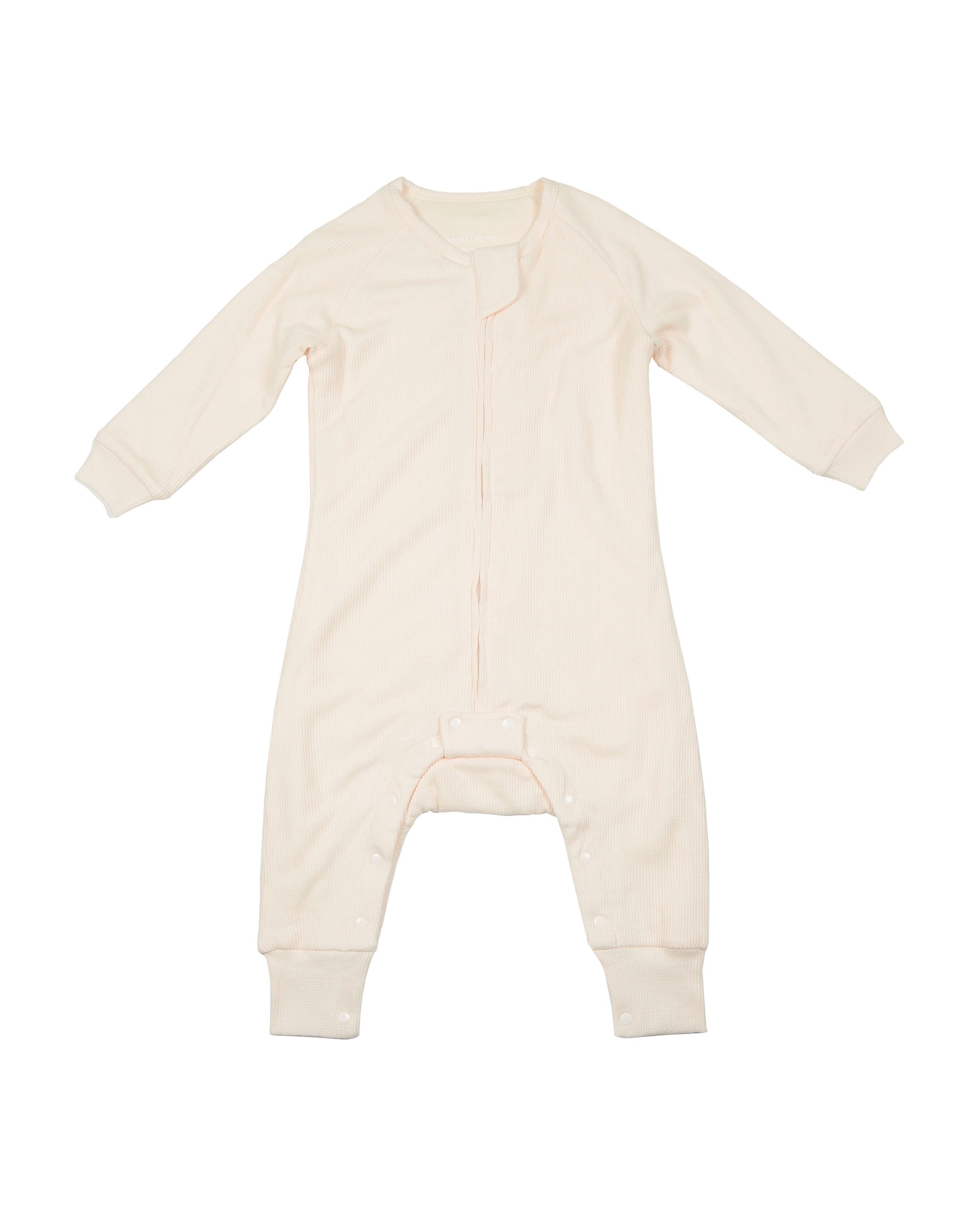 Loulou Lollipop TENCEL Waffle Sleep suit in Coconut Milk - front view on white background