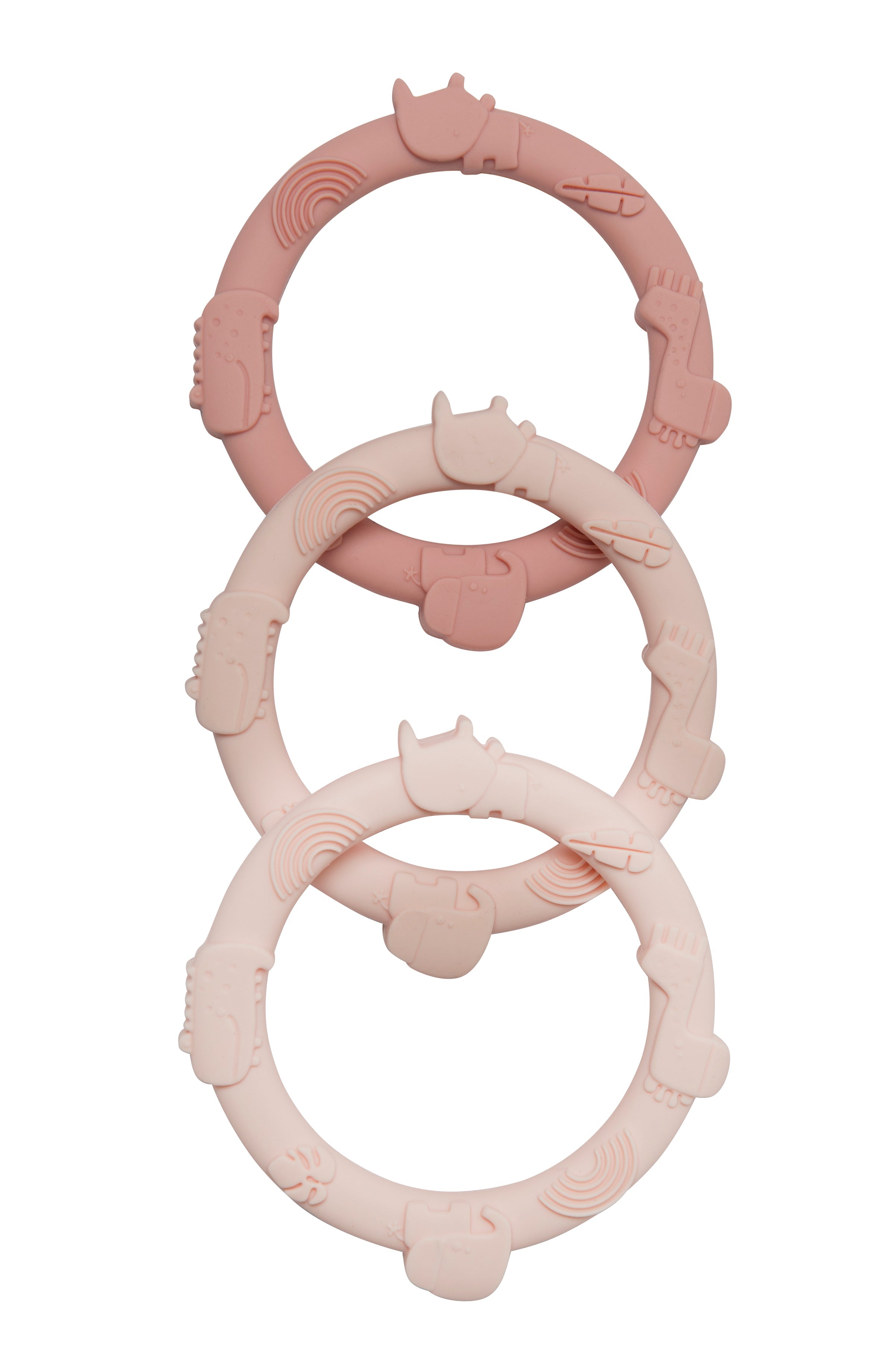 Loulou Lollipop FDA-compliant food-grade silicone teether Pink — front view on white background