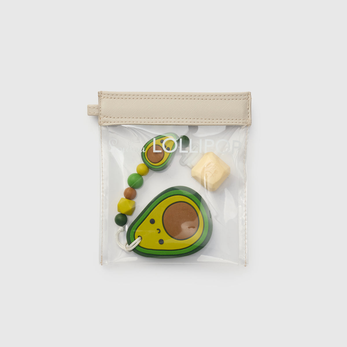 Loulou Lollipop Vintage Logo Teether Travel Pouch in Vintage Logo Multi-use Travel Pouch — front view on white background