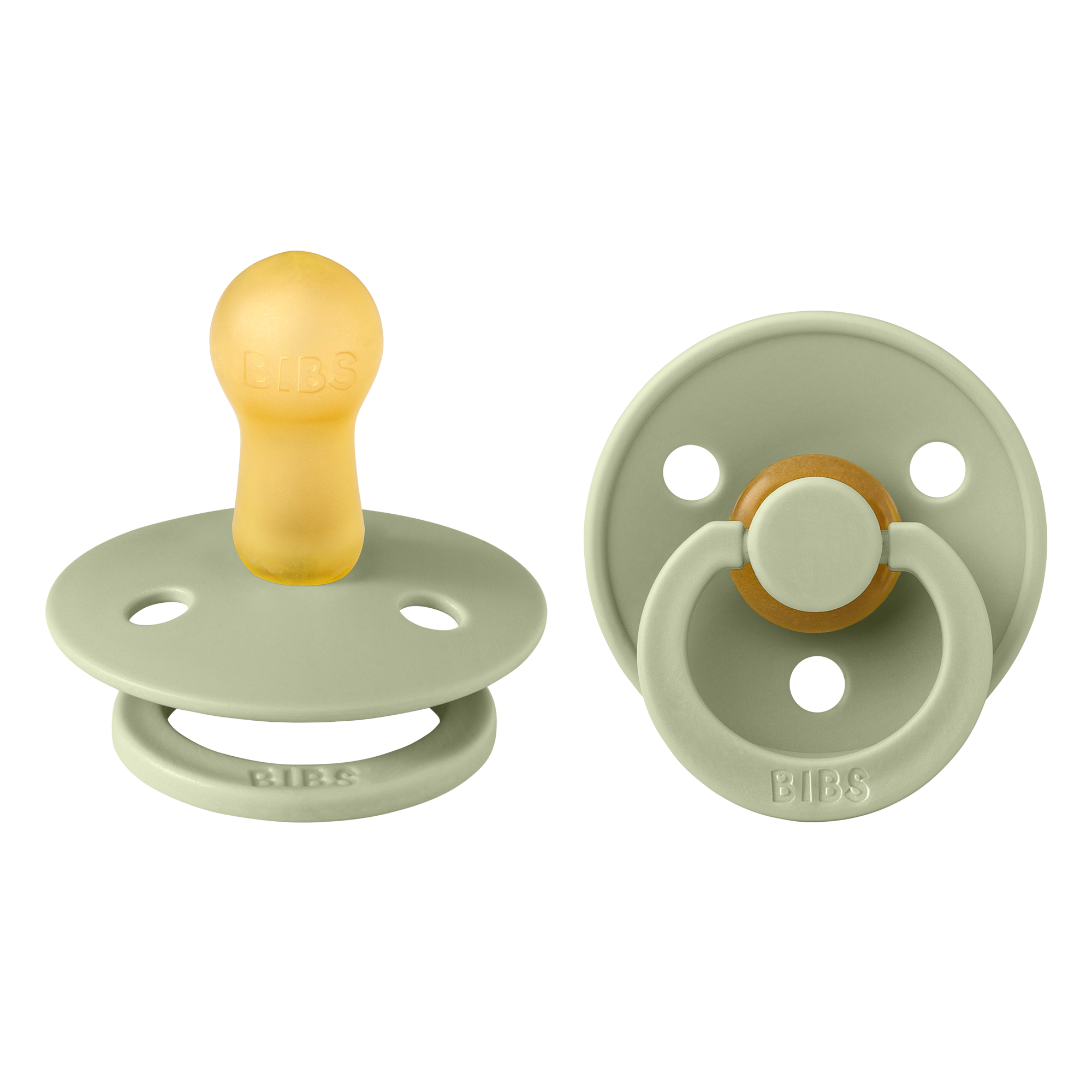 BIBS Pacifier Original - 2-pack in Sage Green - Front View on White Background