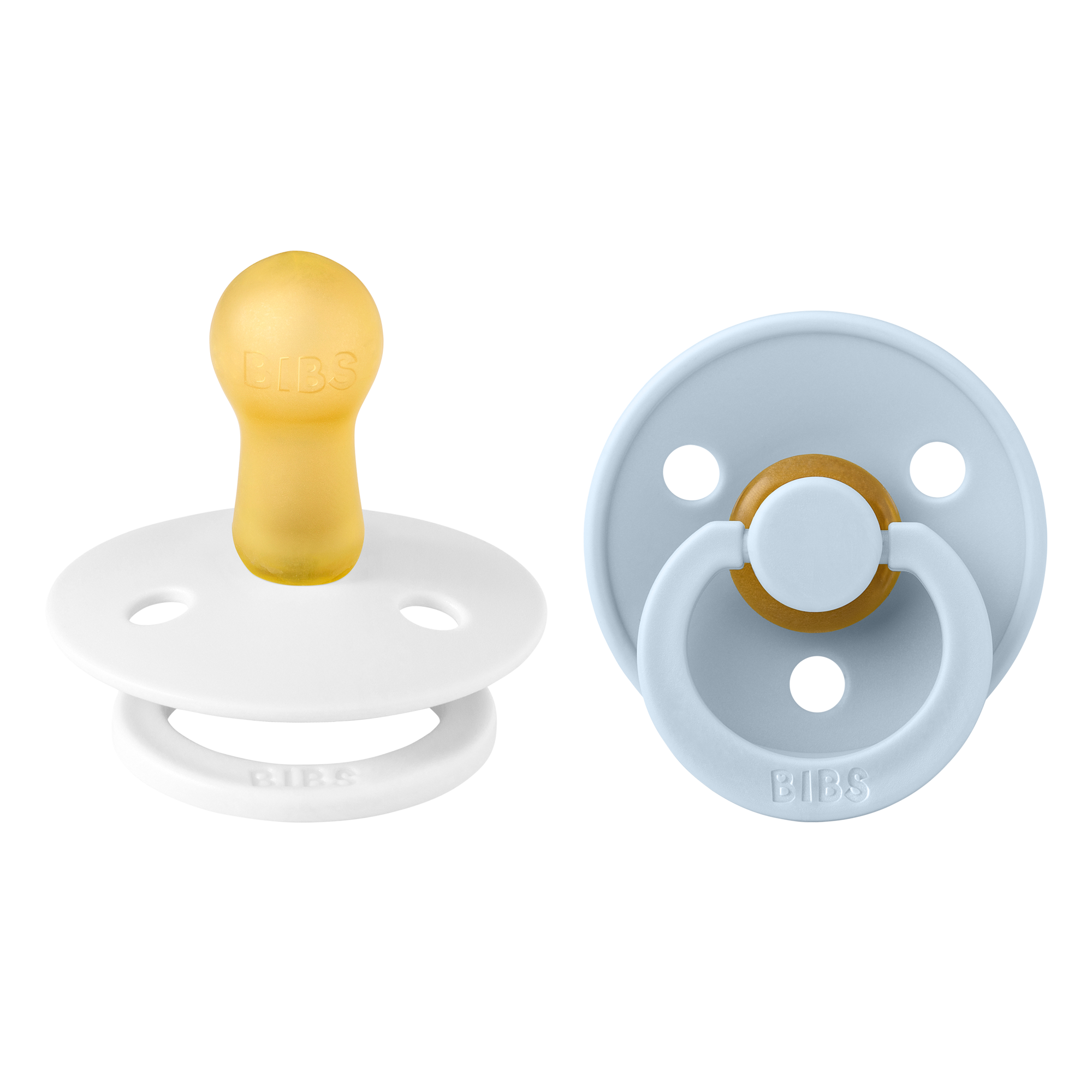 BIBS Pacifier Original - 2-pack in Baby Blue - Front View on White Background