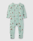 Loulou Lollipop TENCEL baby sleeper footie pajamas in The Beautiful Game — front view on white background