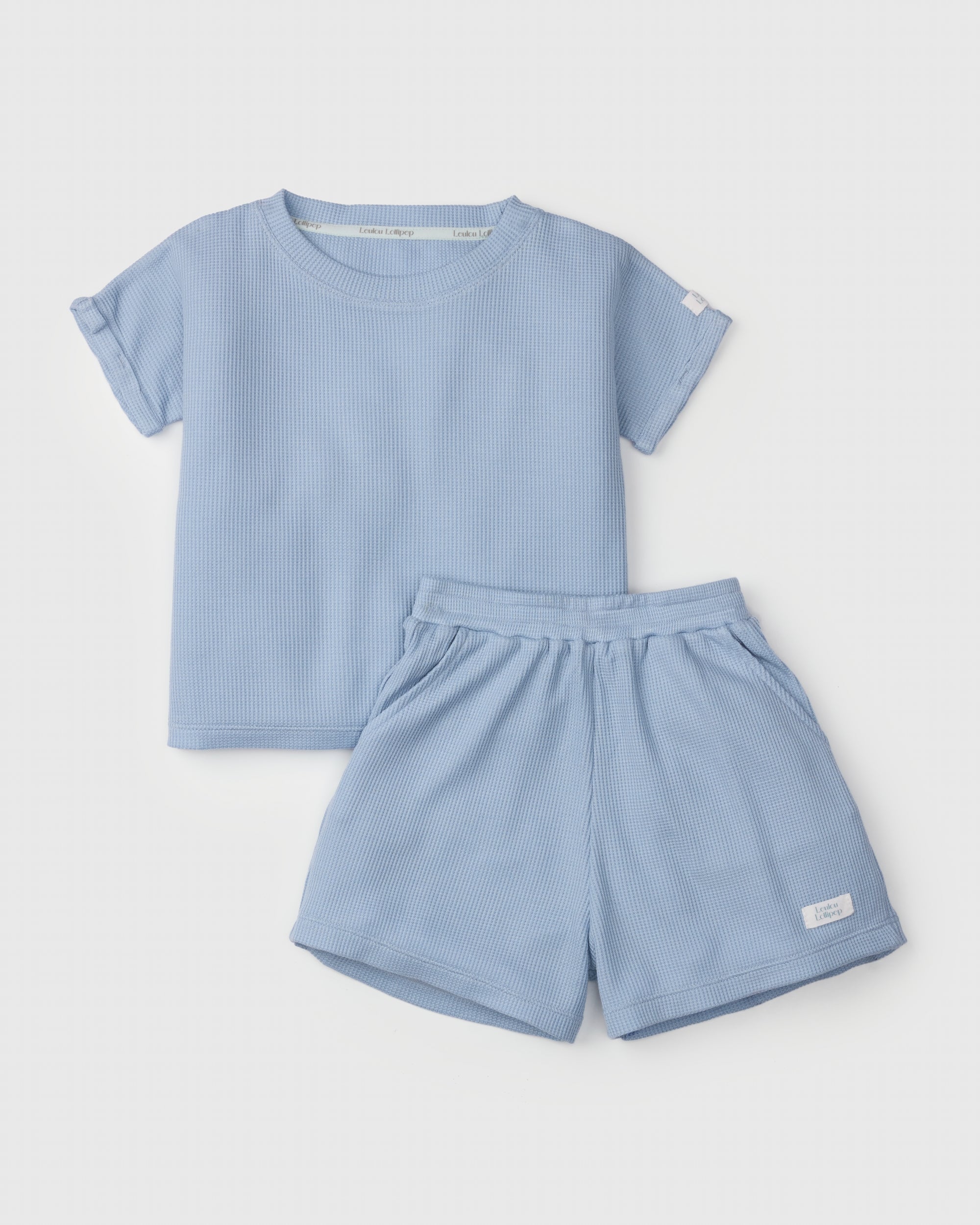 Waffle Top & Bottom Set - Blue Fog