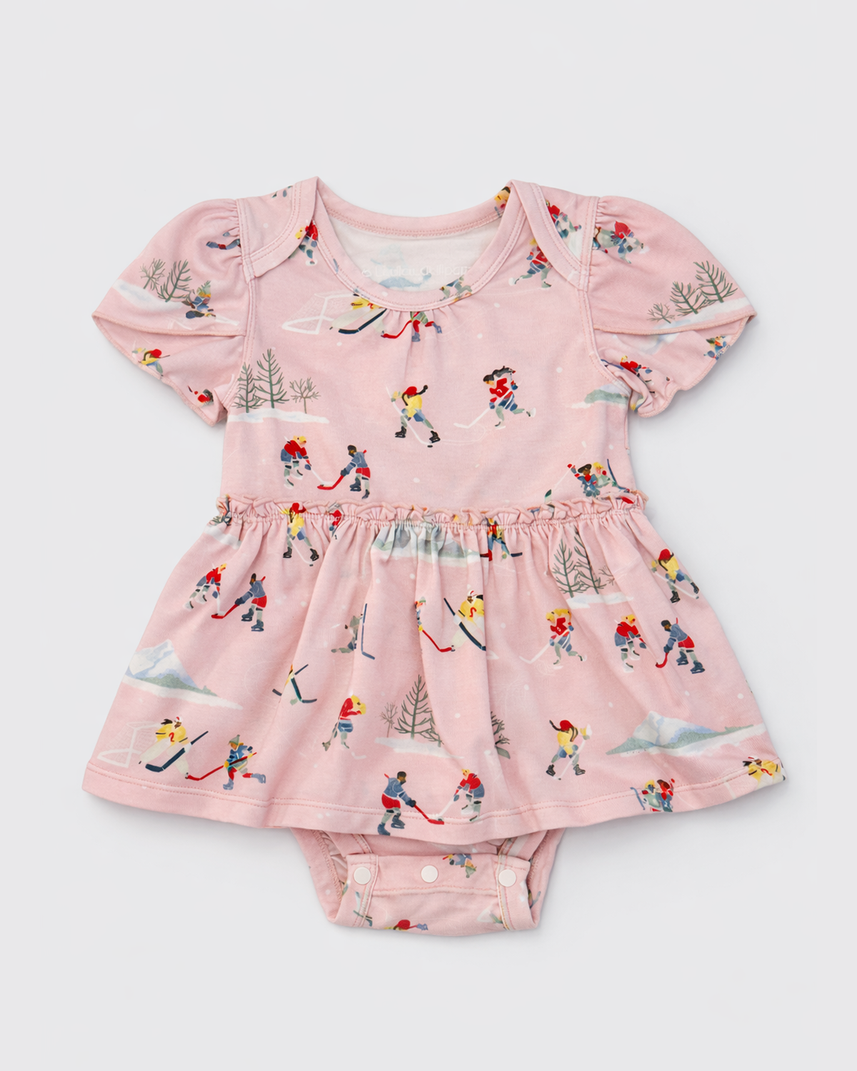 Loulou Lollipop Short Sleeve Bodysuit Dress in She Shoots She Scores — front view on white background