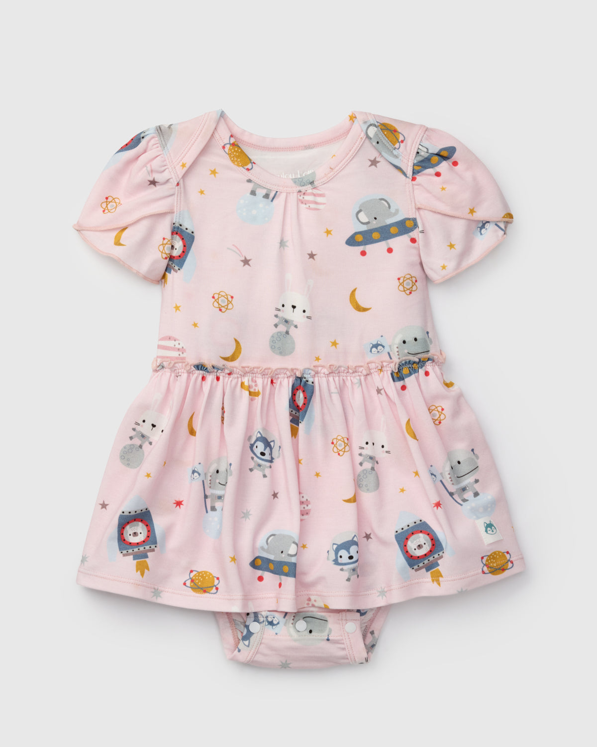 Short Sleeve Bodysuit Dress — Astro Explorers | Loulou Lollipop