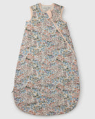 Floral patterned baby sleeping bag on a white background