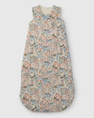 Floral patterned baby sleeping bag on a white background