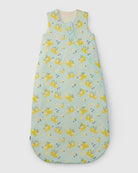 Baby sleeping bag with lemon pattern on a light blue background
