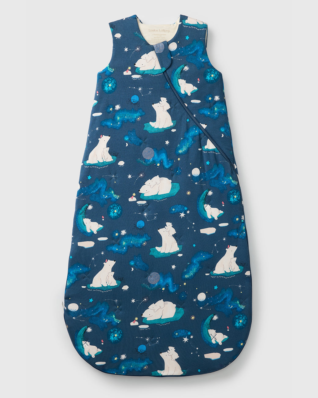 Loulou Lollipop TENCEL 1.0 TOG baby sleep bag in Stargazing Bears — front view on white background