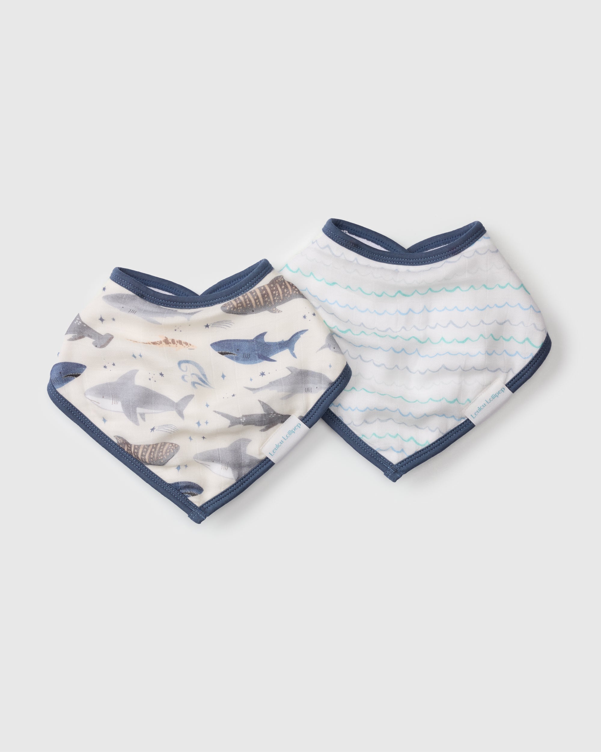 Bandana Bib Set - 2 Pack - Smiley Sharks